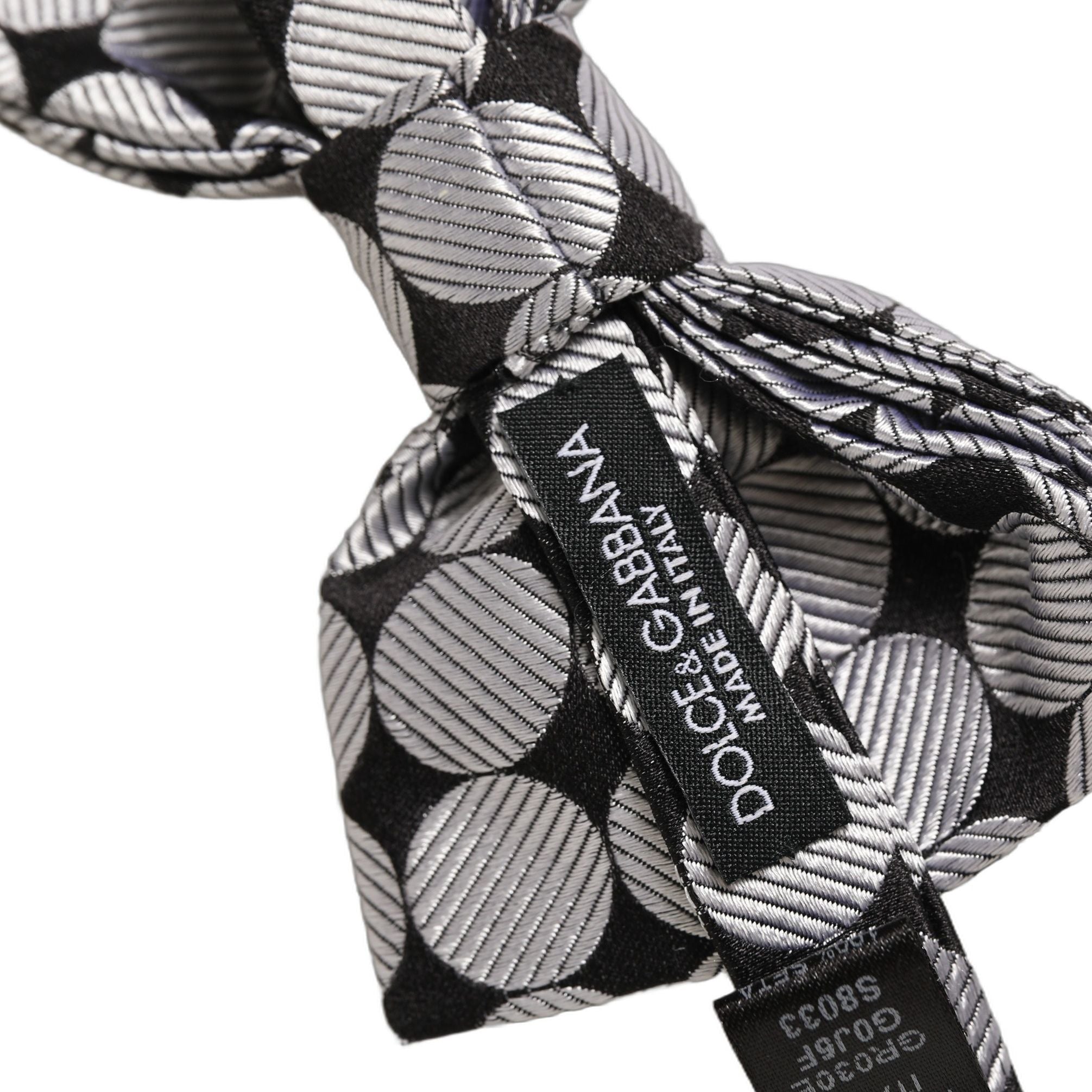 Dolce & Gabbana Men Black Silver Circles Adjustable Neck Papillon Bow Tie