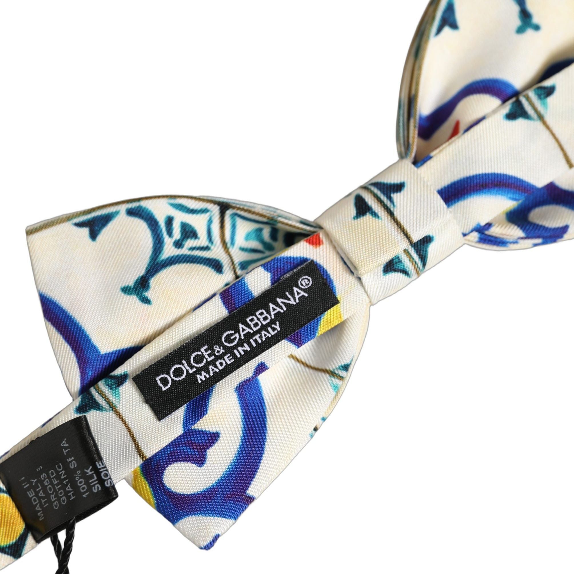 Dolce & Gabbana Men Multicolor Majolica Adjustable Neck Papillon Bow Tie