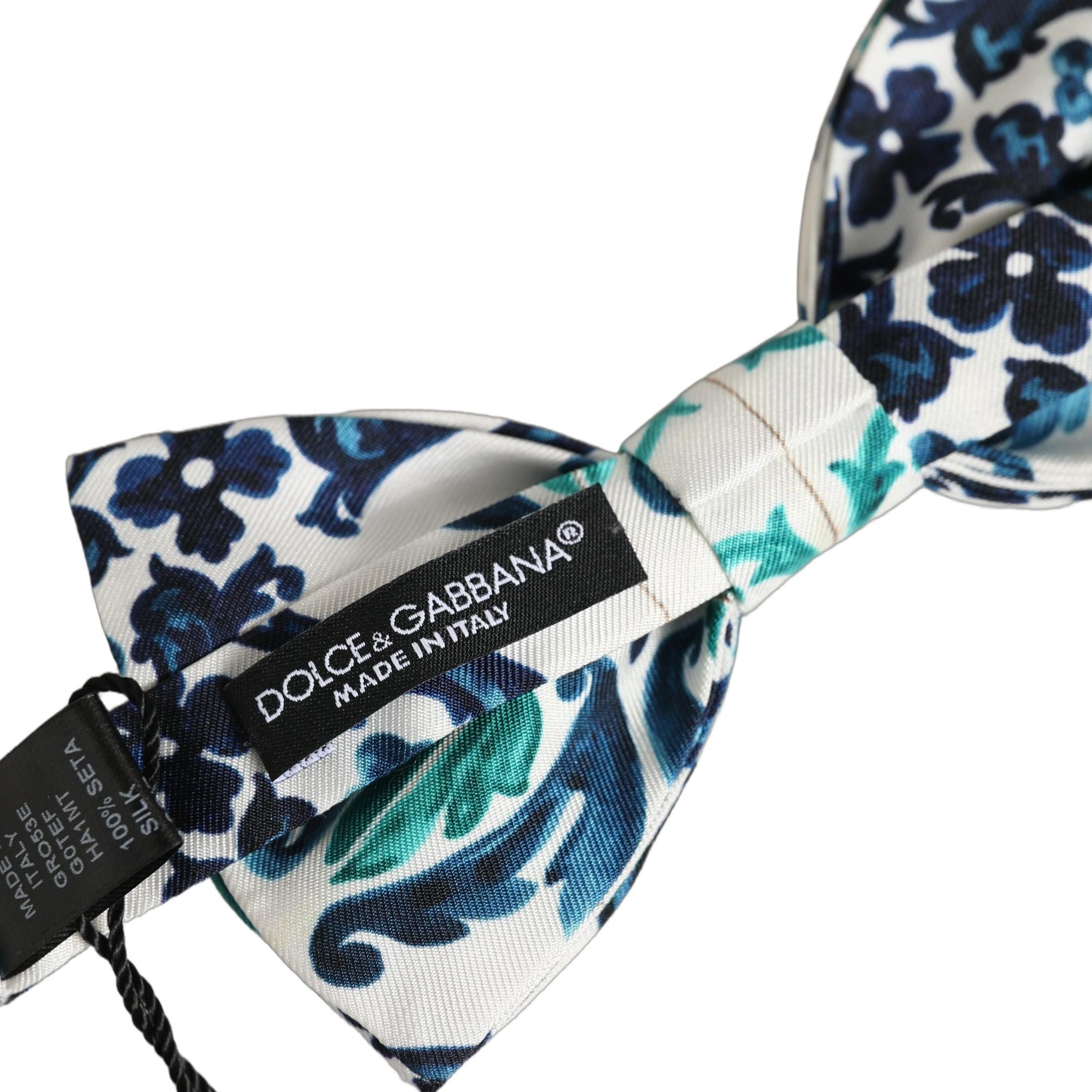 Dolce & Gabbana Men White Sicilian Silk Adjustable Neck Papillon Bow Tie