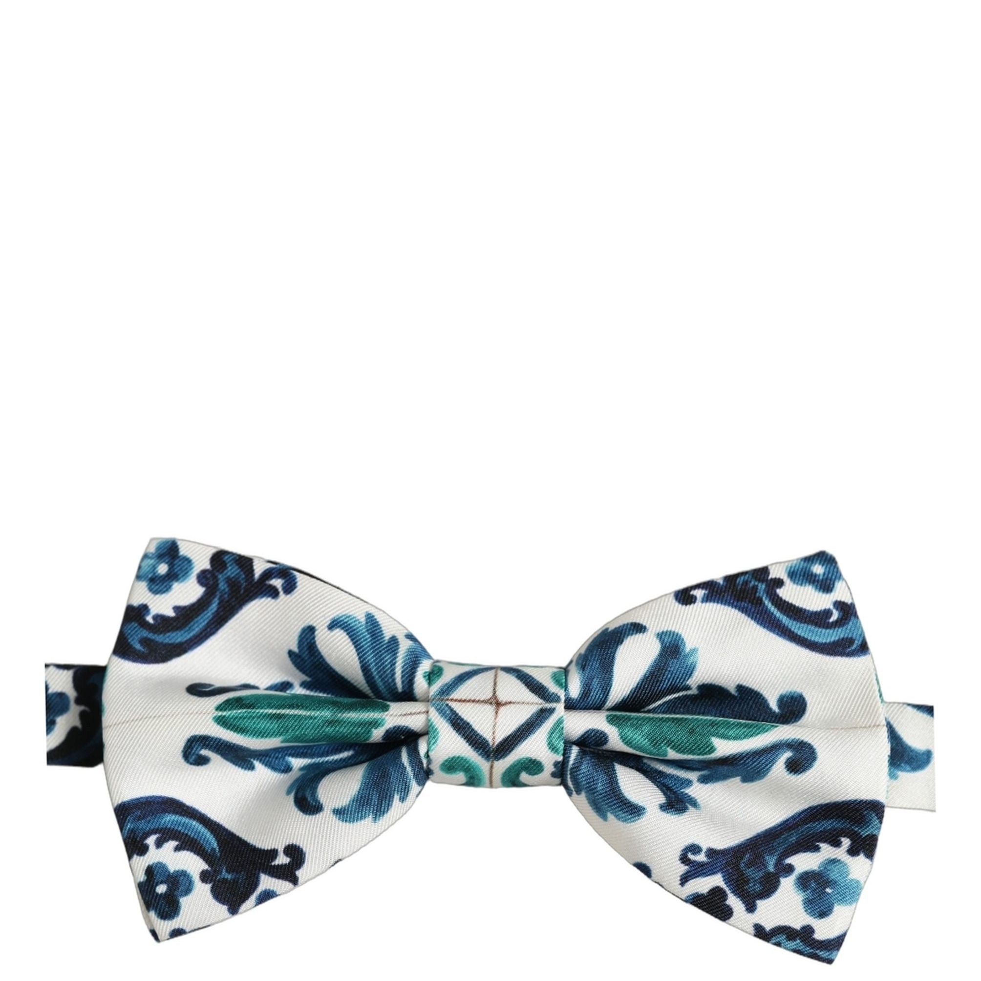 Dolce & Gabbana Men White Sicilian Silk Adjustable Neck Papillon Bow Tie
