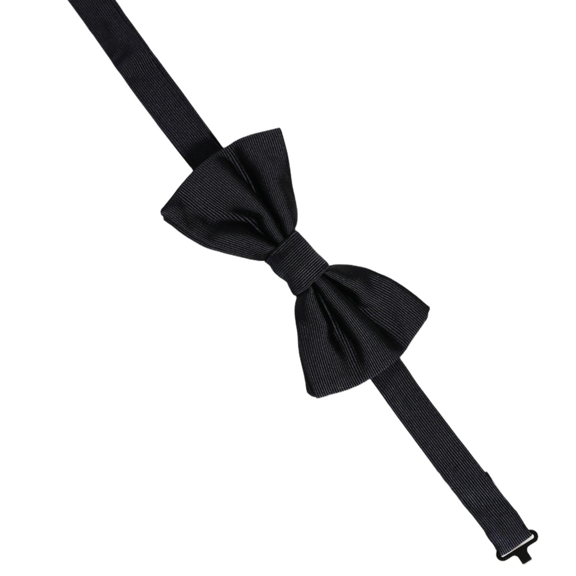 Dolce & Gabbana Men Black 100% Silk Adjustable Neck Papillon Bow Tie