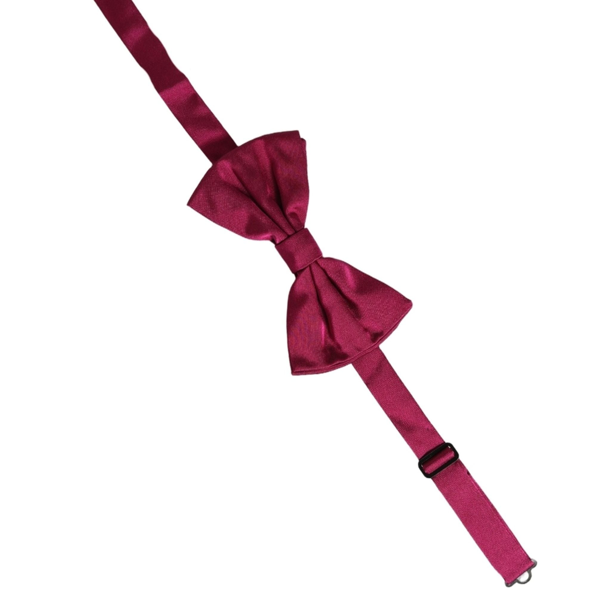 Dolce & Gabbana Men Burgundy Silk Adjustable Neck Papillon Bow Tie