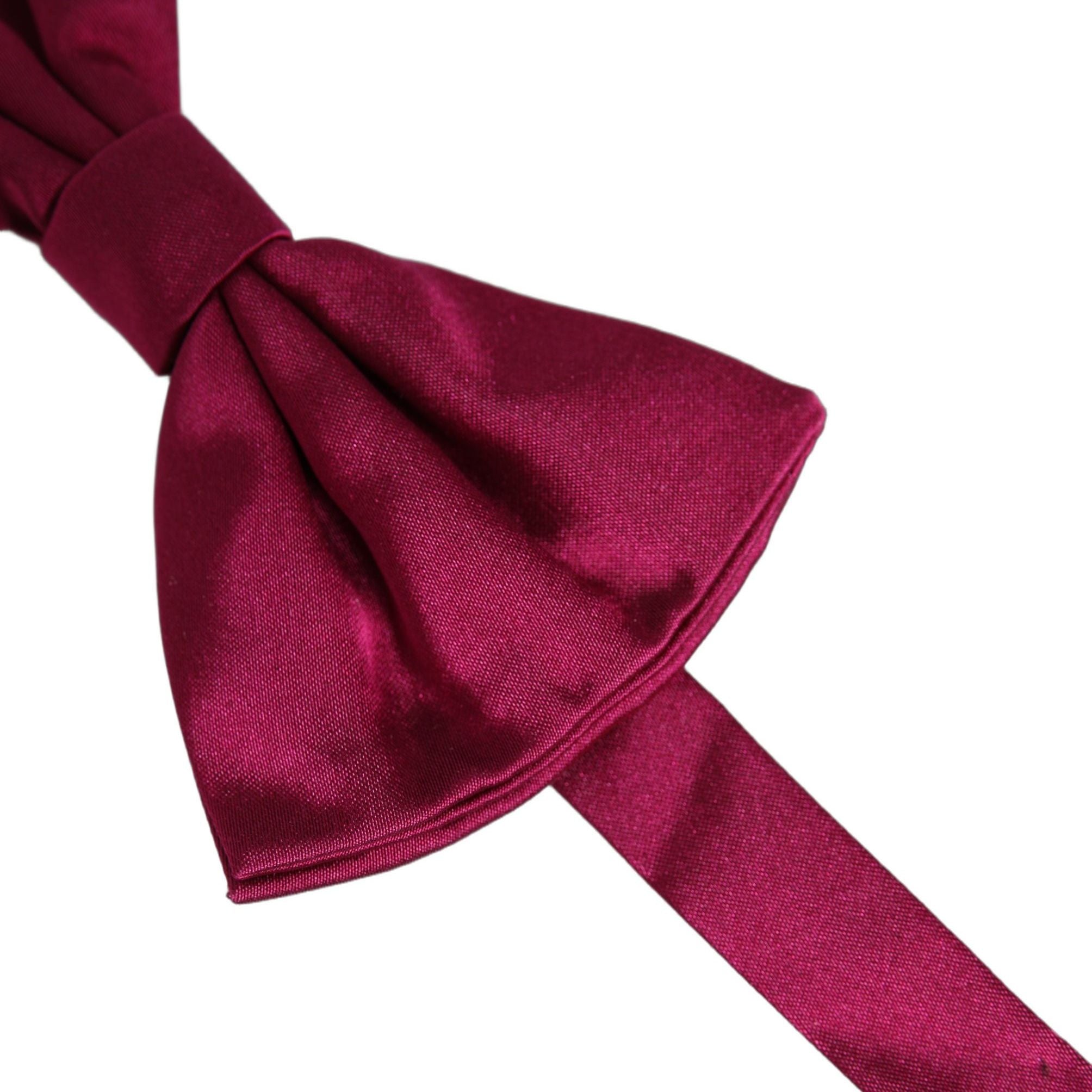 Dolce & Gabbana Men Burgundy Silk Adjustable Neck Papillon Bow Tie