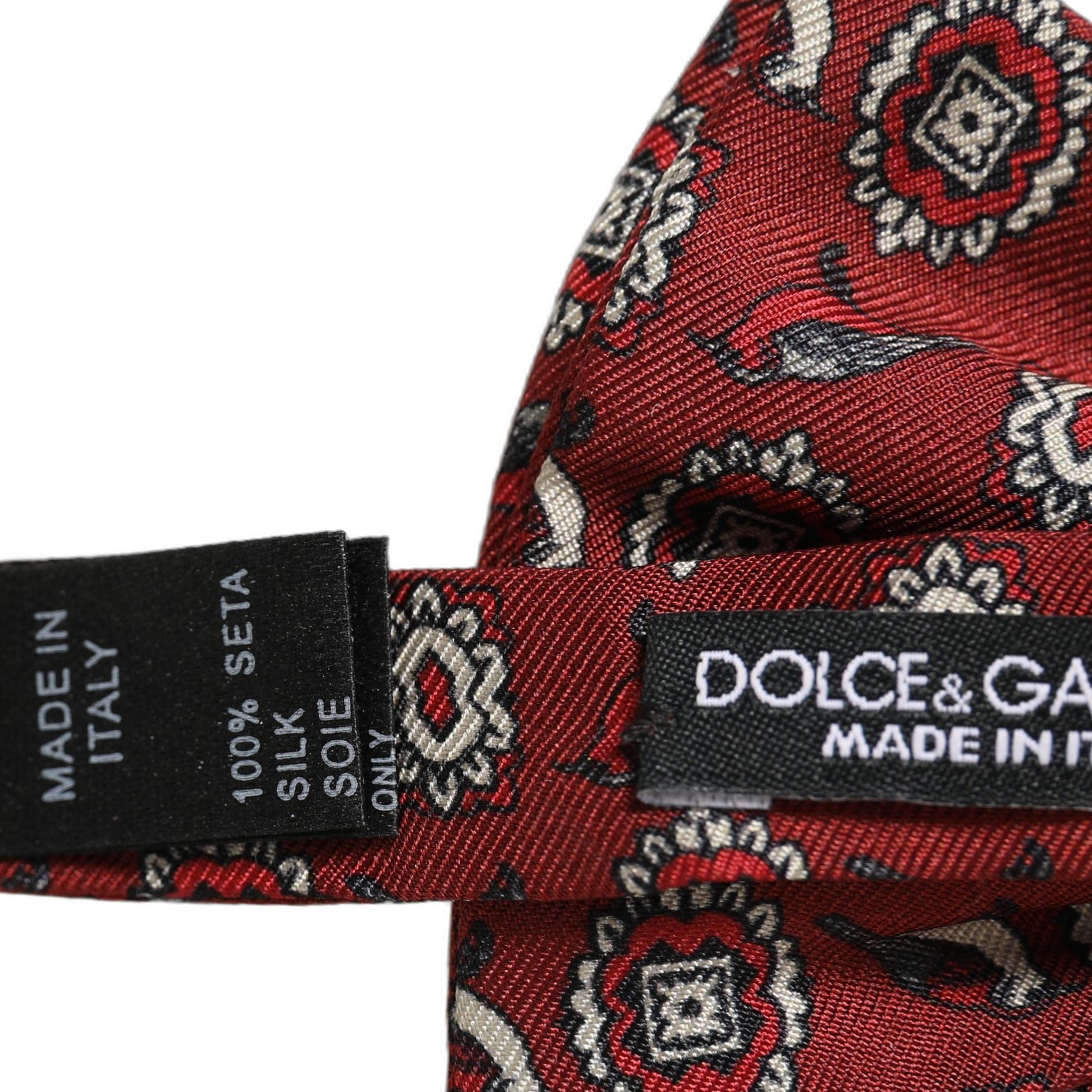 Dolce & Gabbana Men Bordeaux Floral Adjustable Neck Papillon Bow Tie