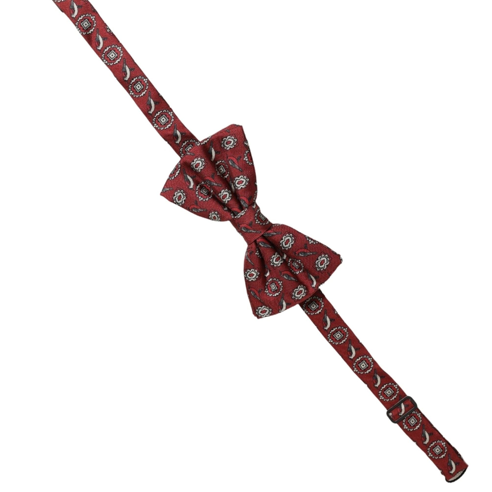 Dolce & Gabbana Men Bordeaux Floral Adjustable Neck Papillon Bow Tie
