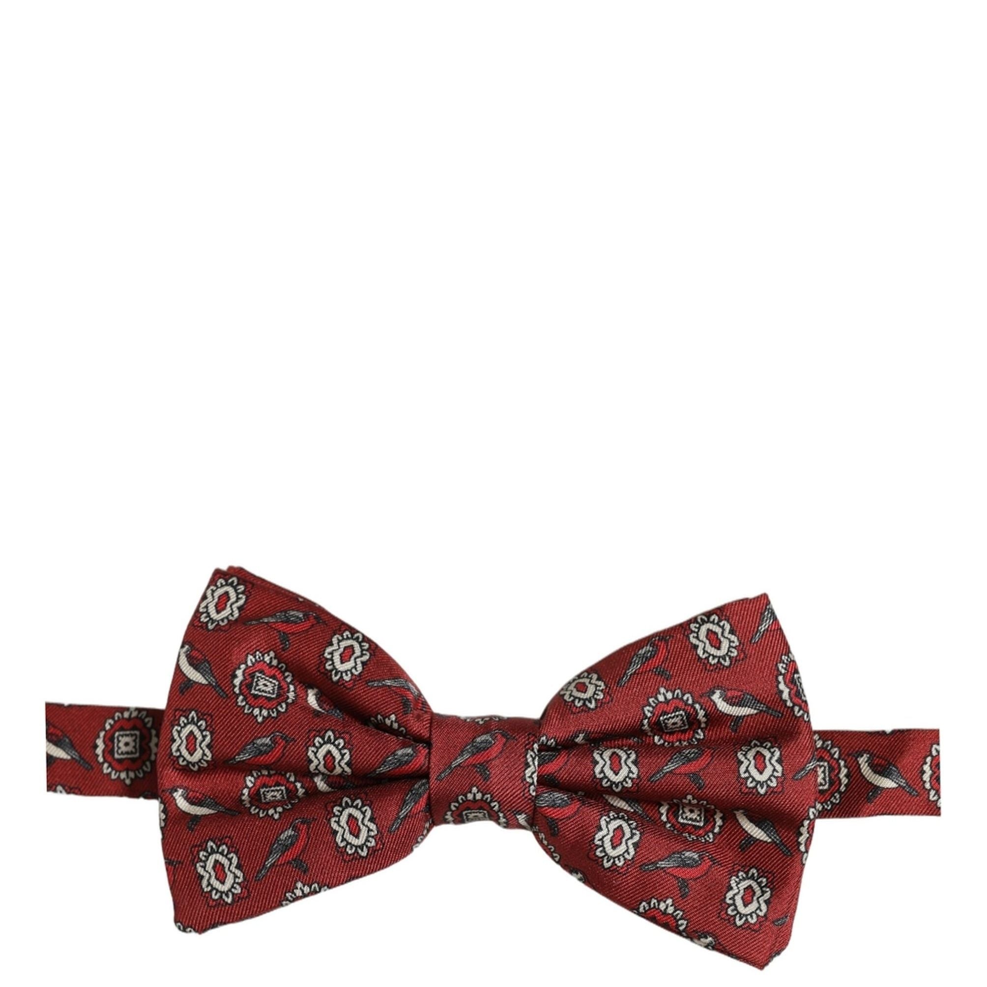 Dolce & Gabbana Men Bordeaux Floral Adjustable Neck Papillon Bow Tie