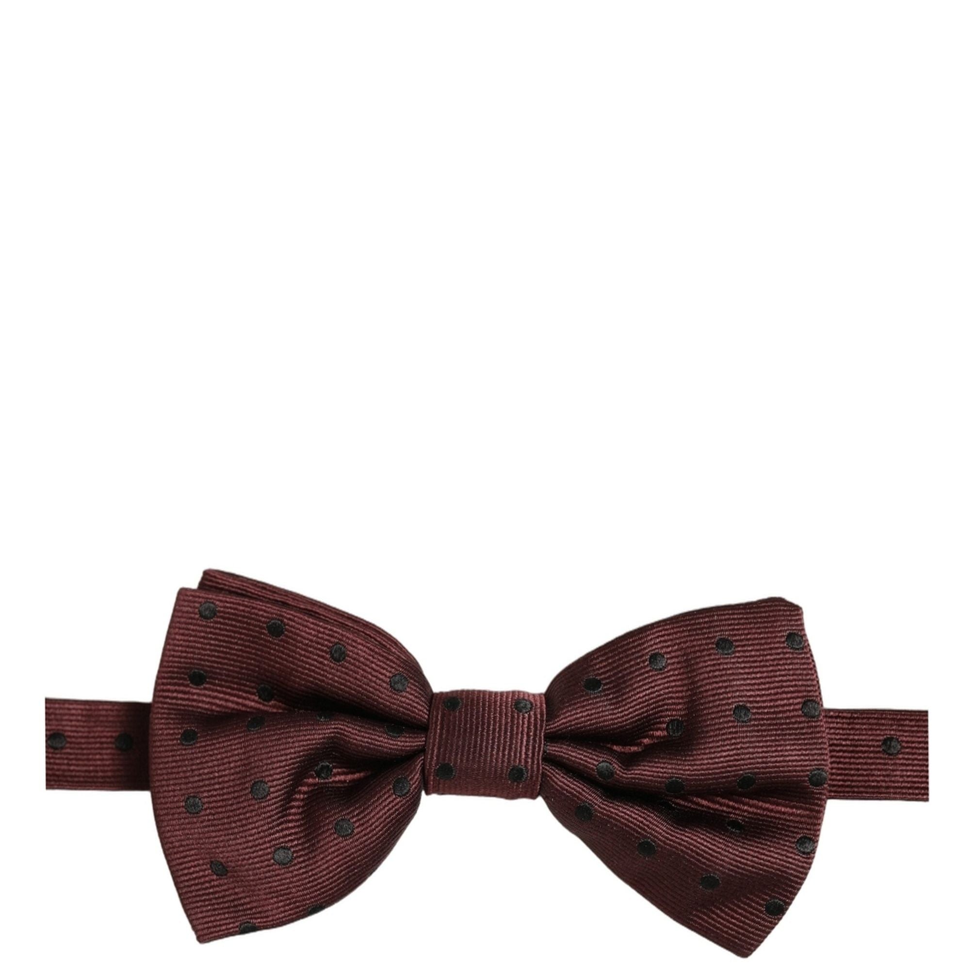 Dolce & Gabbana Burgundy Polka Dot Silk Adjustable Neck Papillon Bow Tie