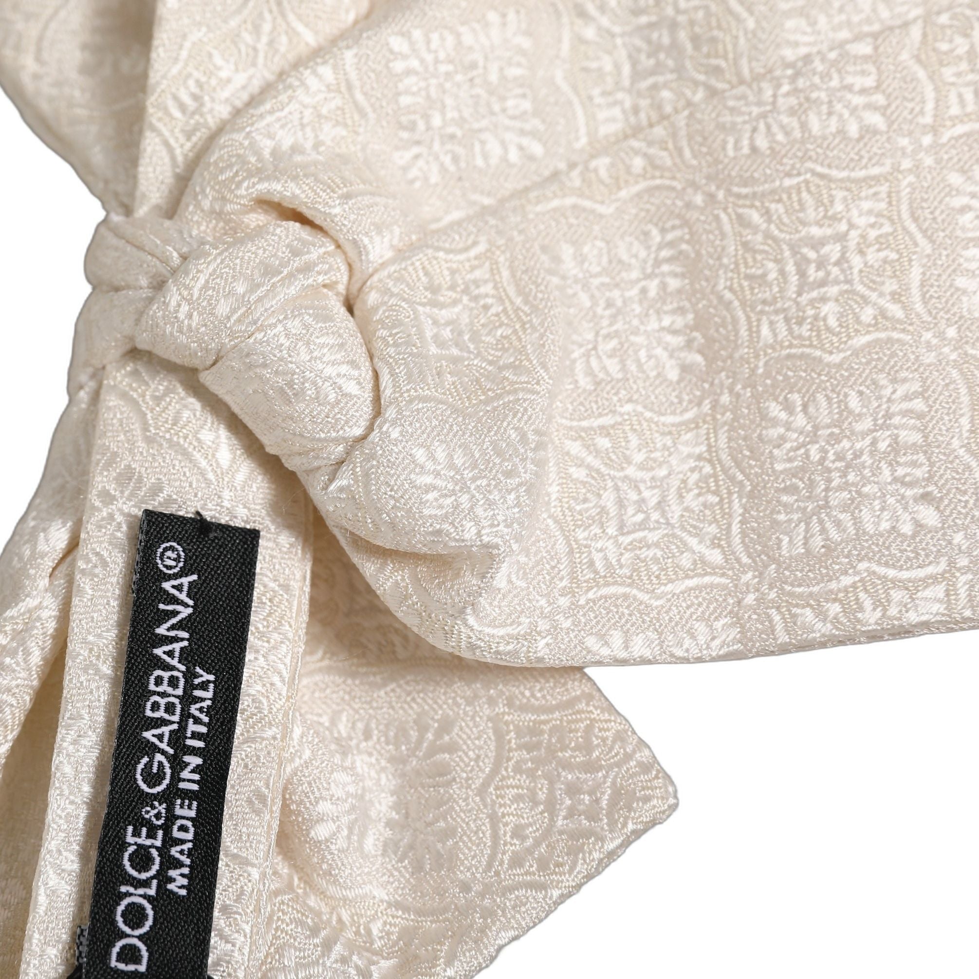 Dolce & Gabbana Men White Jacquard Silk Adjustable Neck Papillon Bow Tie
