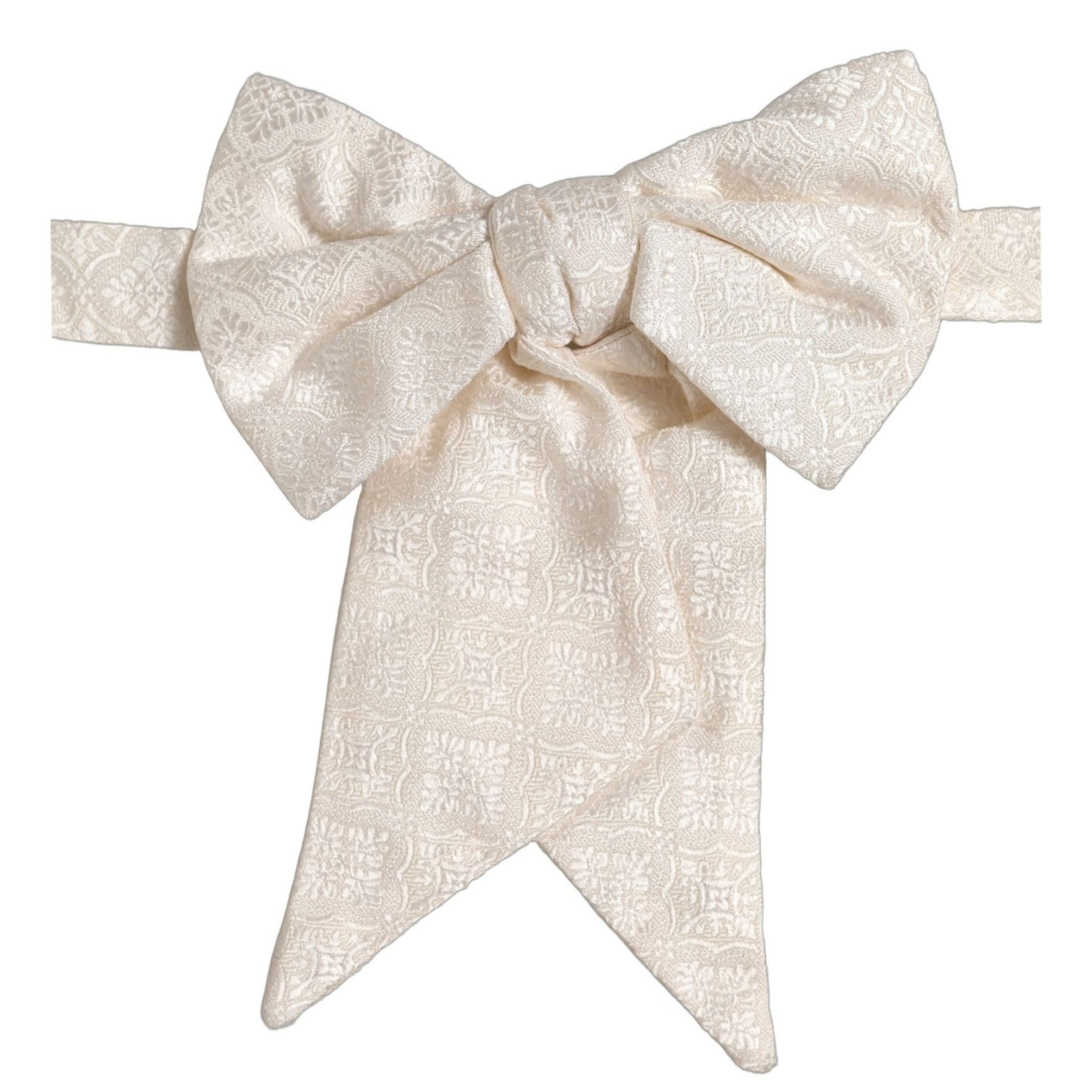 Dolce & Gabbana Men White Jacquard Silk Adjustable Neck Papillon Bow Tie