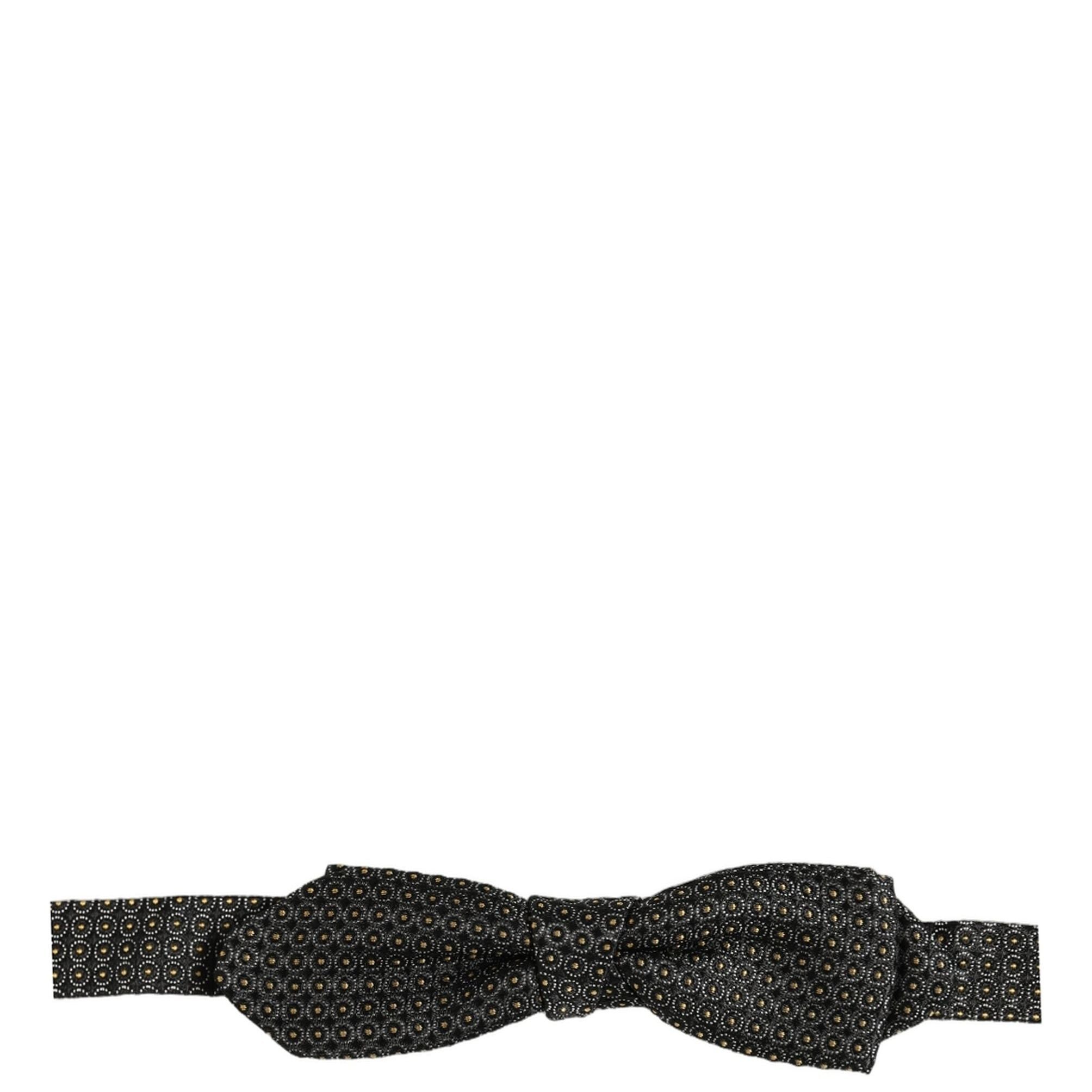 Dolce & Gabbana Men Black Dotted Silk Adjustable Neck Papillon Bow Tie