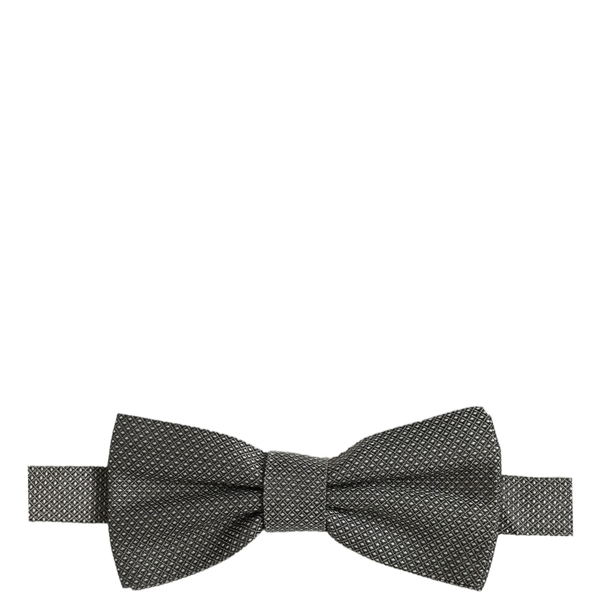 Dolce & Gabbana Men Gray Silk Patterned Adjustable Neck Papillon Bow Tie