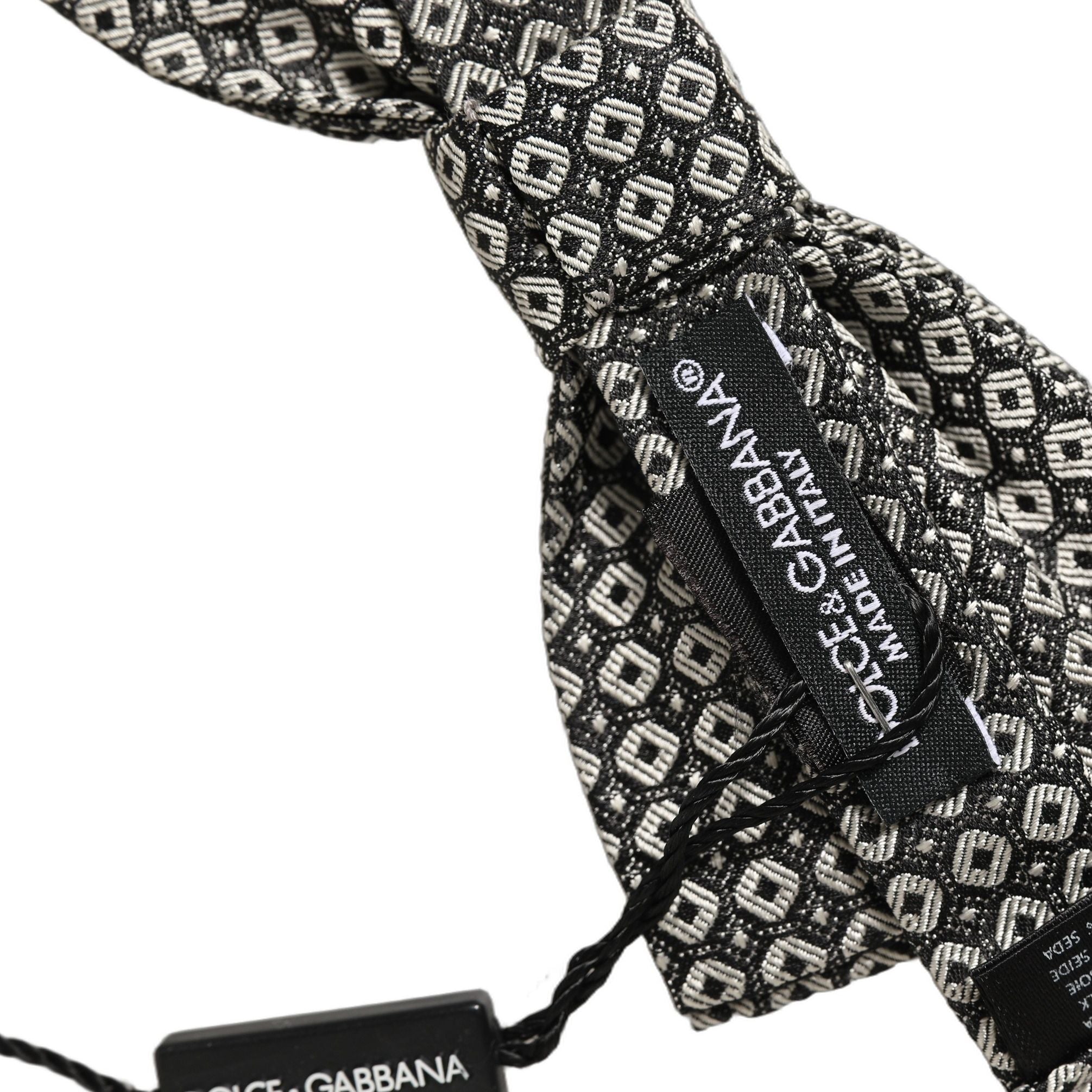 Dolce & Gabbana Men Gray Silk Patterned Adjustable Neck Papillon Bow Tie