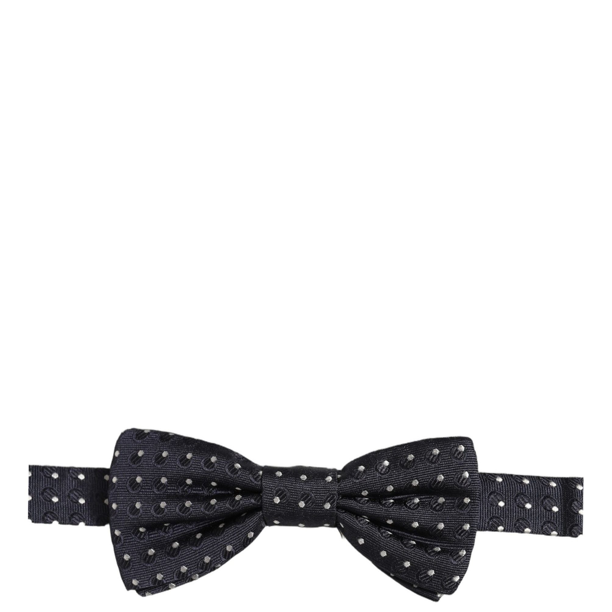 Dolce & Gabbana Black White Polka Dot Adjustable Neck Papillon Bow Tie