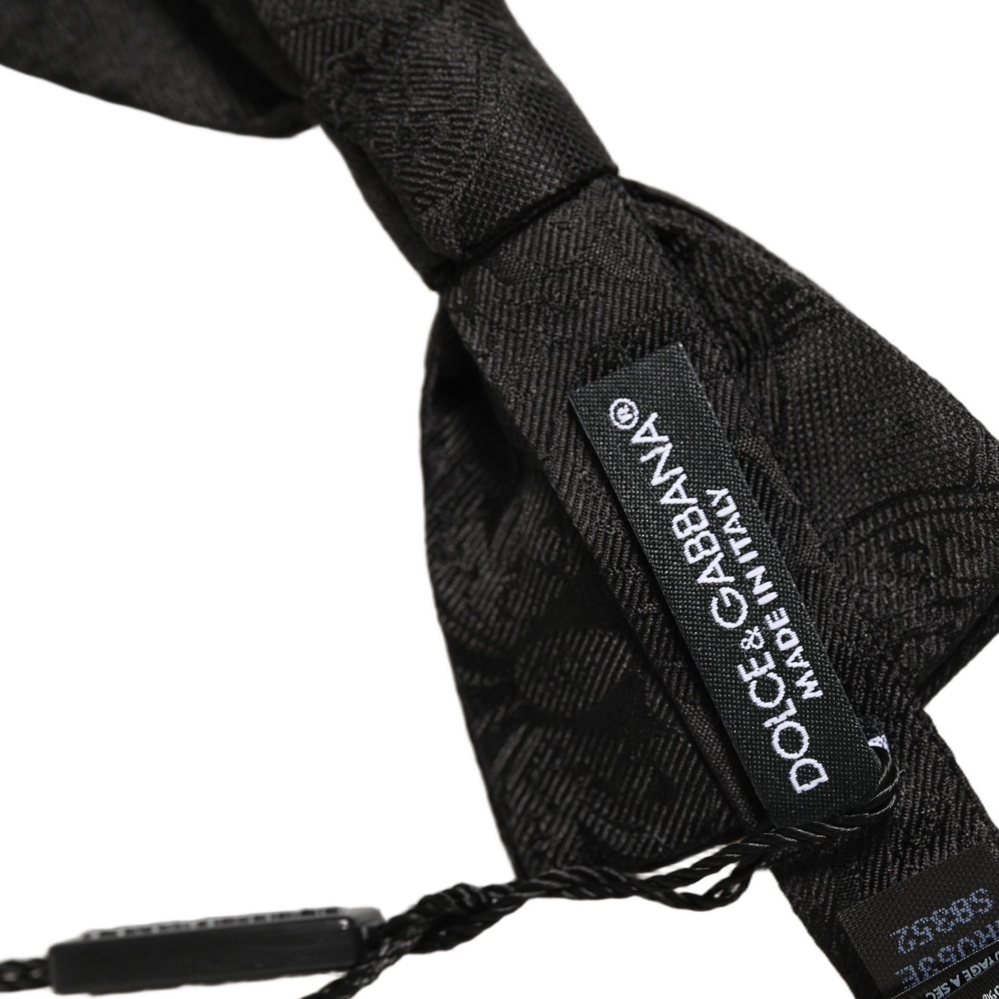Dolce & Gabbana Men Black Paisley Silk Adjustable Neck Papillon Bow Tie