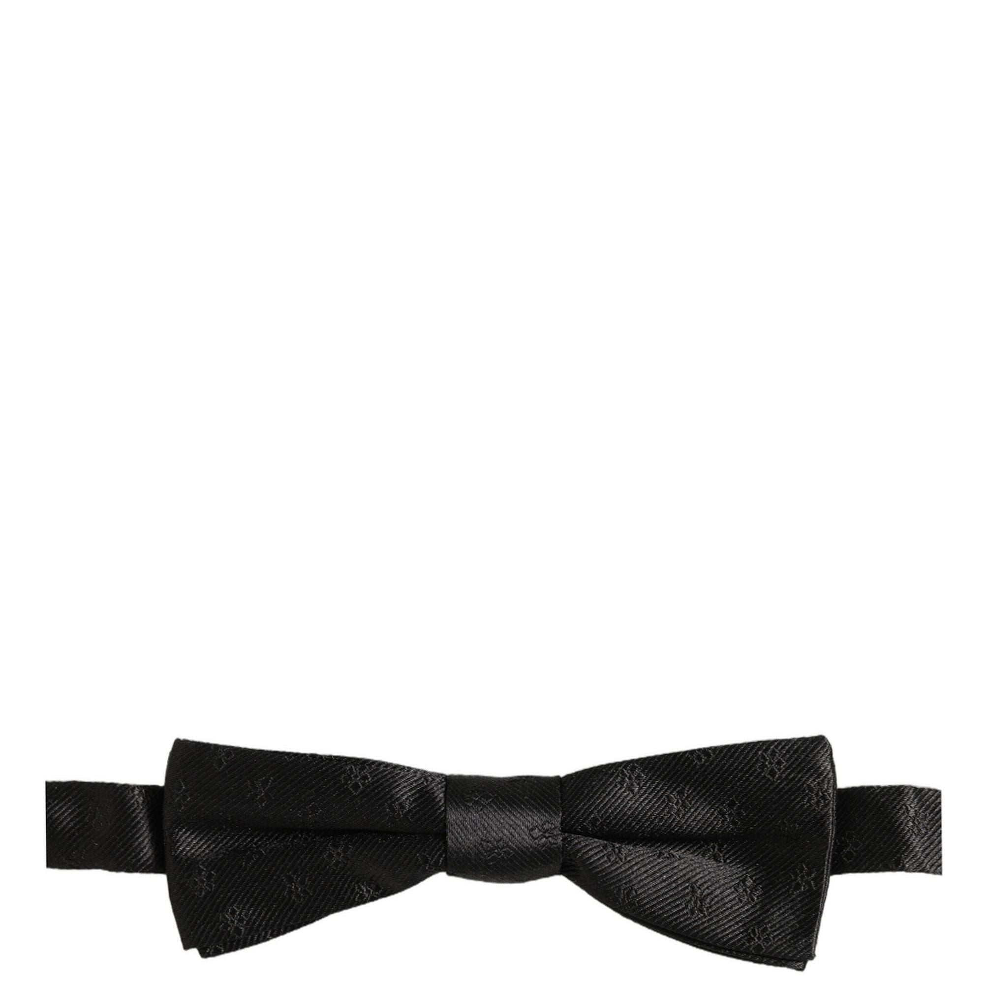 Dolce & Gabbana Men Black Floral Silk Adjustable Neck Papillon Bow Tie