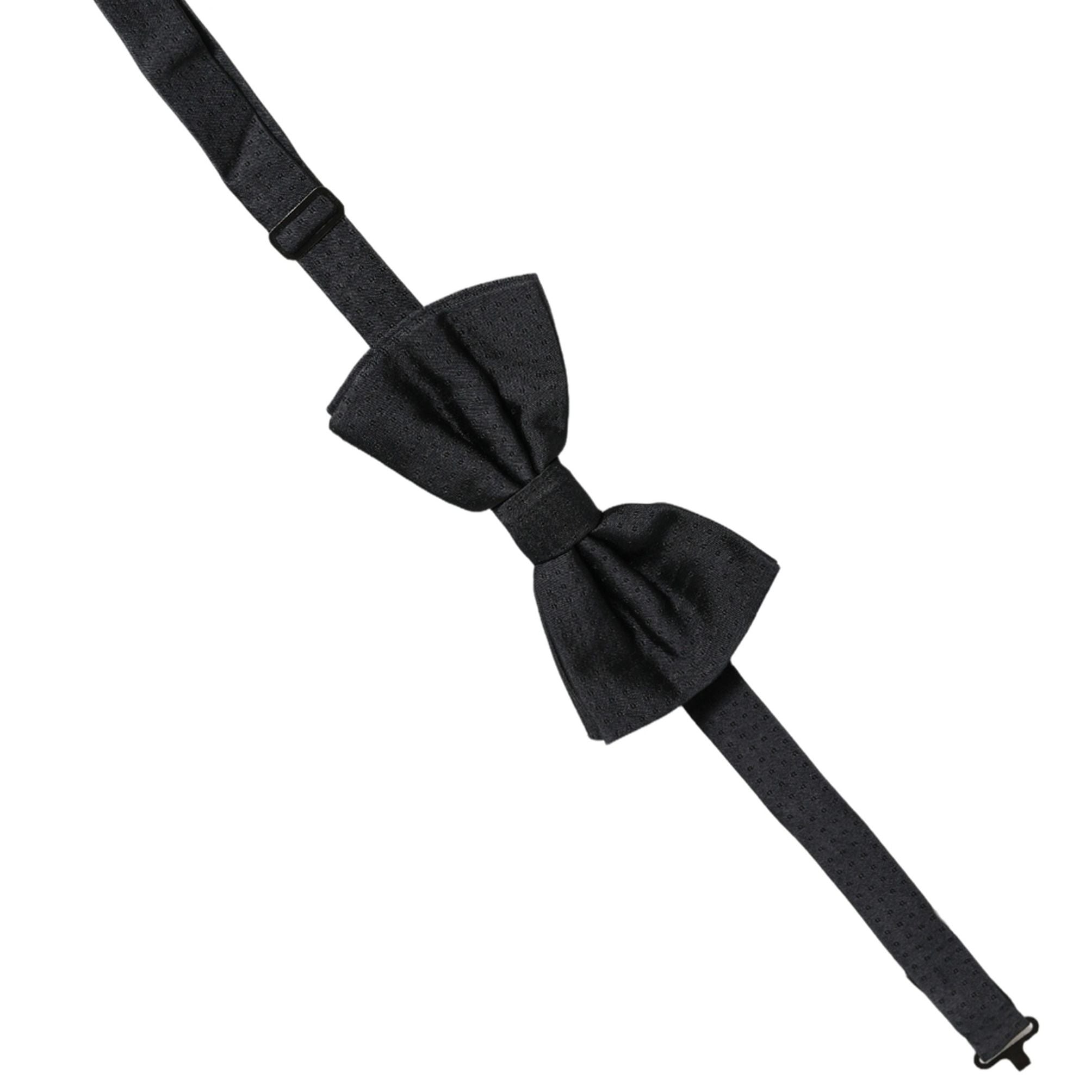 Dolce & Gabbana Men Black 100% Silk Adjustable Neck Papillon Bow Tie