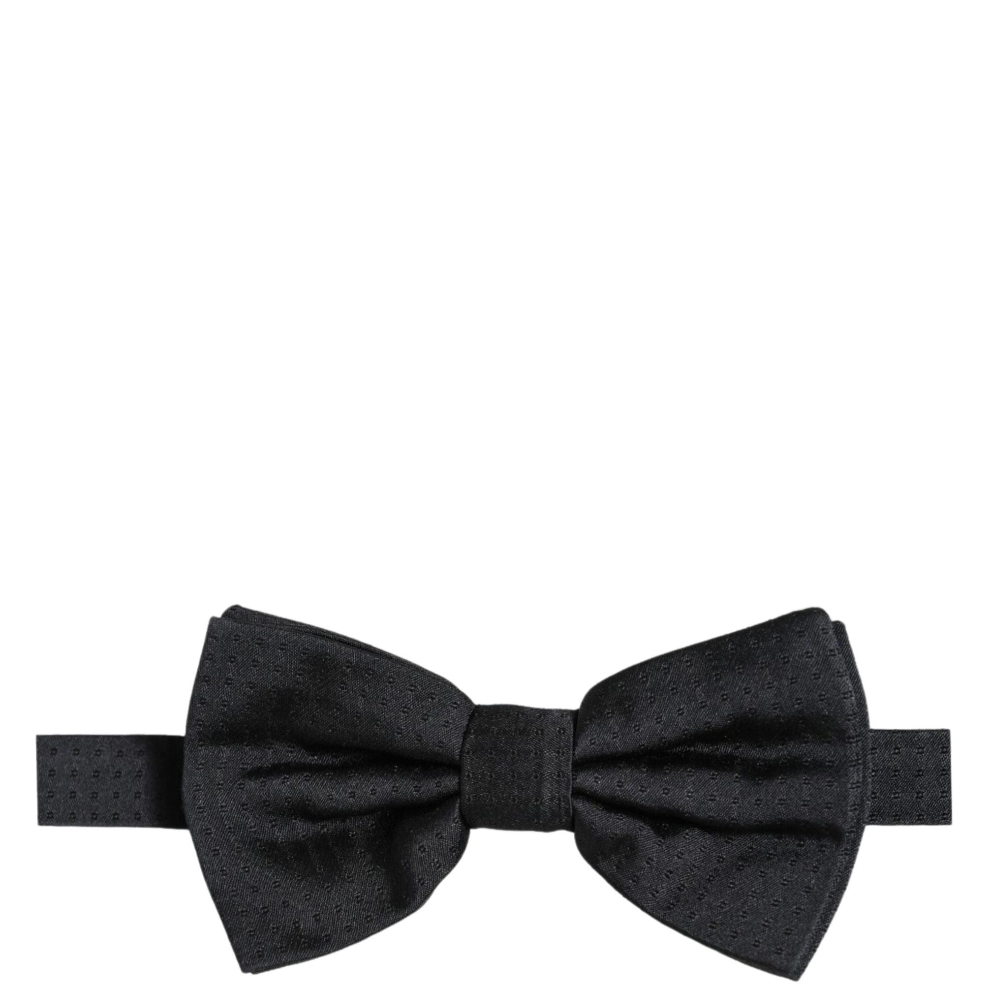 Dolce & Gabbana Men Black 100% Silk Adjustable Neck Papillon Bow Tie