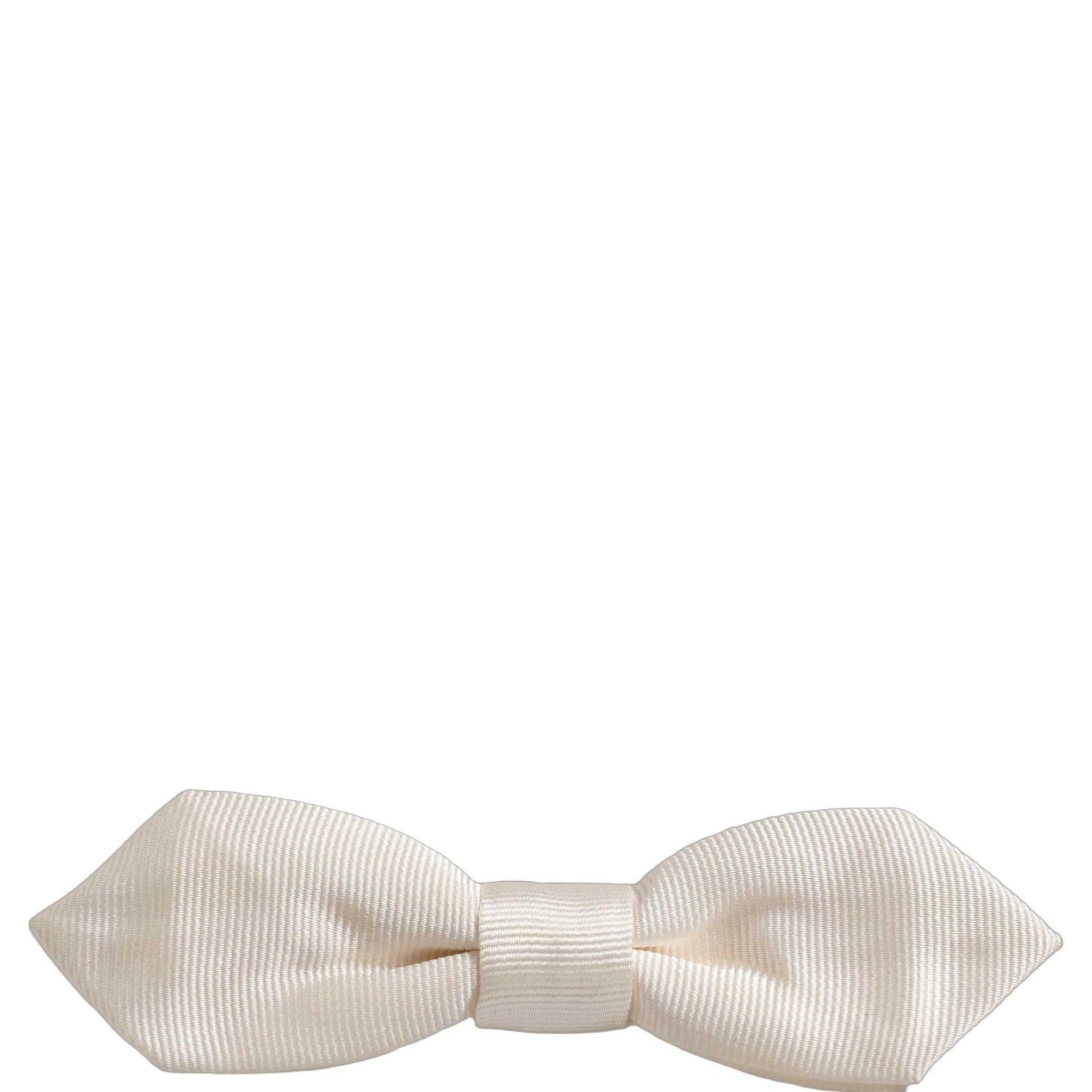 Dolce & Gabbana Men White 100% Silk Adjustable Neck Papillon Bow Tie