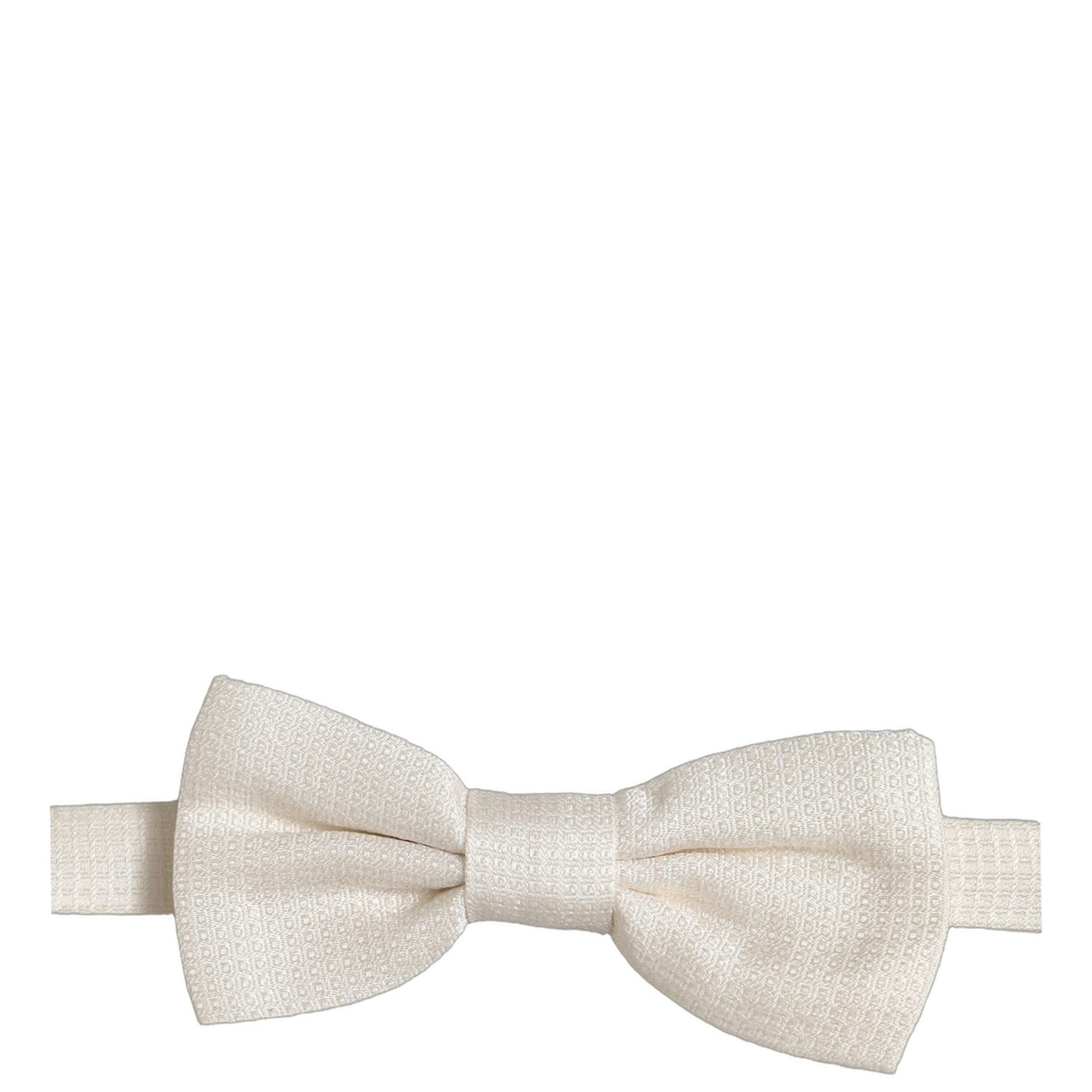 Dolce & Gabbana Men Off White Silk Adjustable Neck Papillon Bow Tie