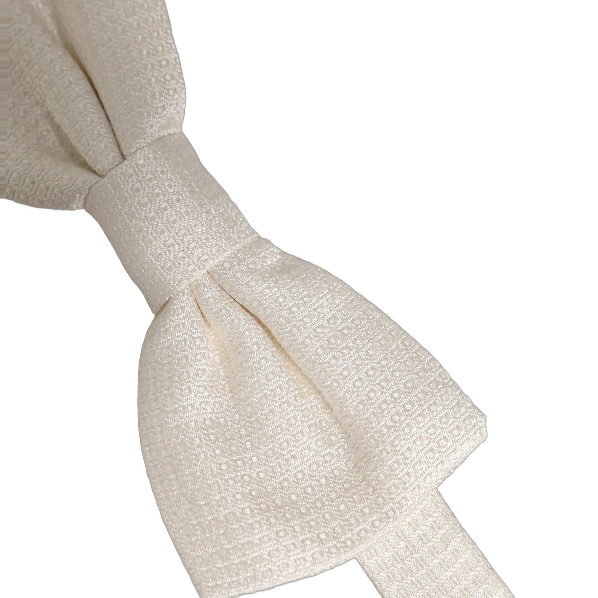 Dolce & Gabbana Men Off White Silk Adjustable Neck Papillon Bow Tie
