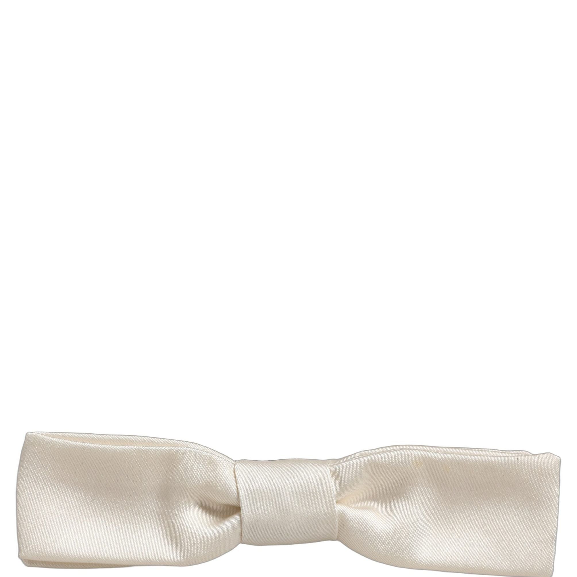 Dolce & Gabbana Men White 100% Silk Adjustable Neck Papillon Bow Tie
