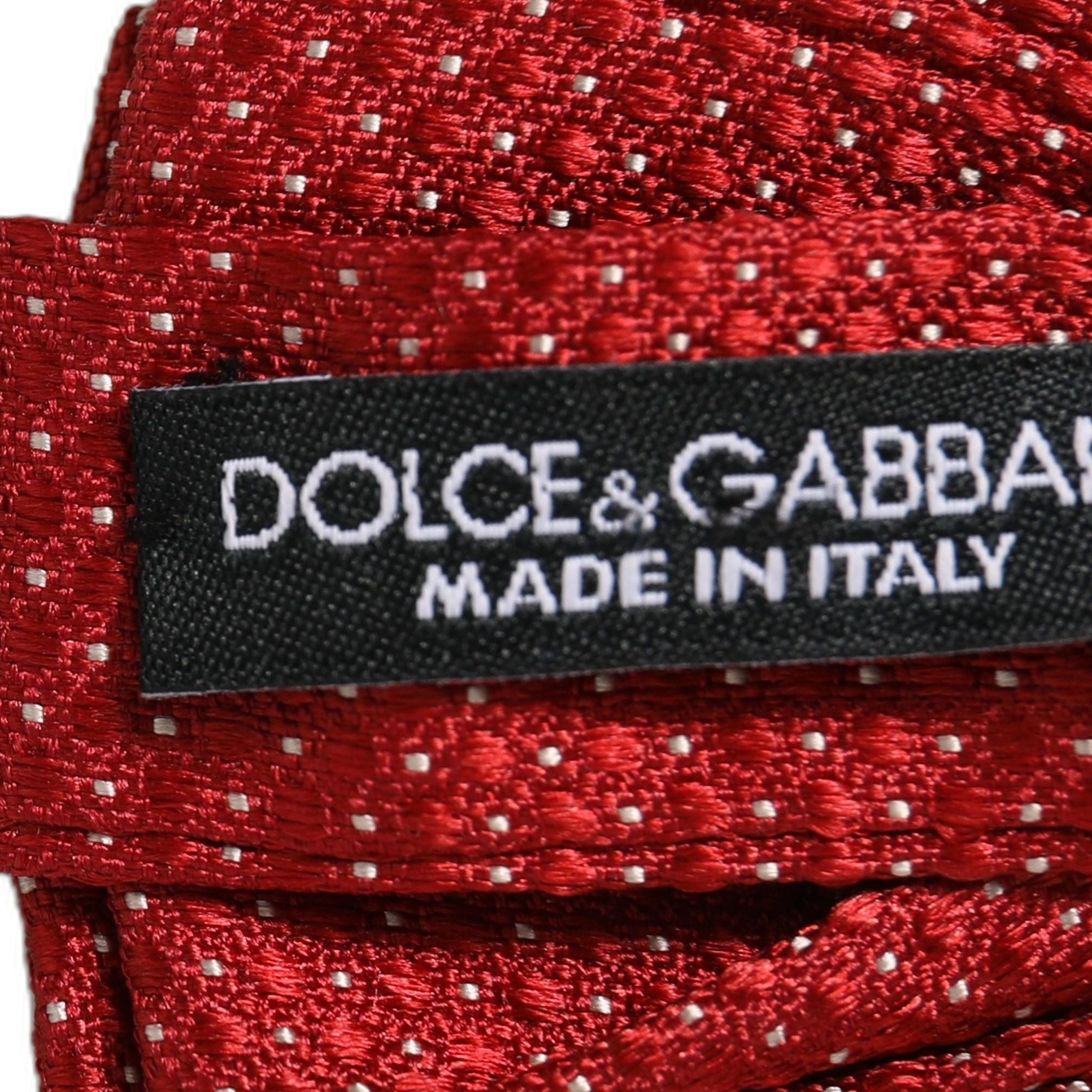 Dolce & Gabbana Men Red Polka Dot Silk Adjustable Neck Papillon Bow Tie
