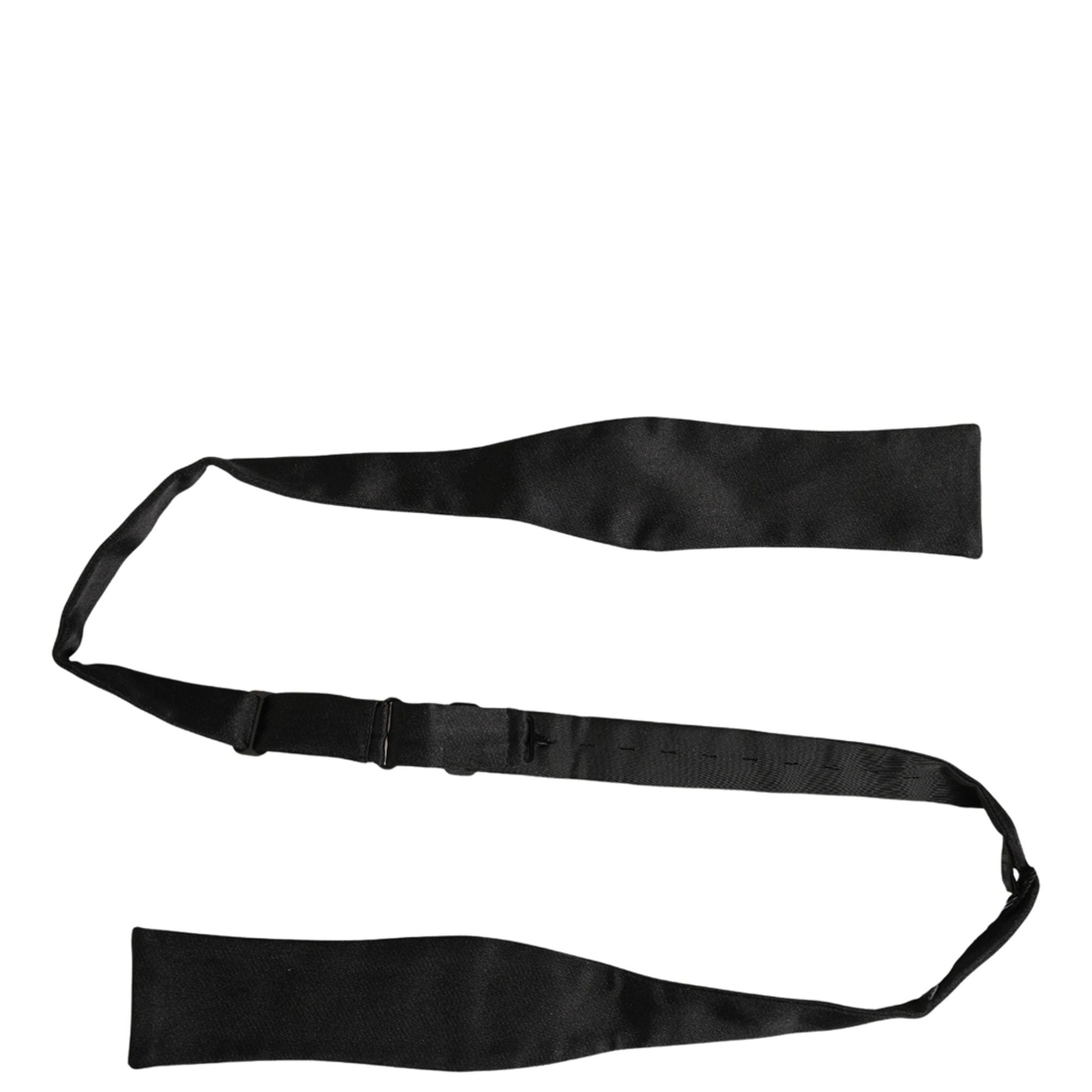 Dolce & Gabbana Men Black 100% Silk Adjustable Neck Papillon Bow Tie