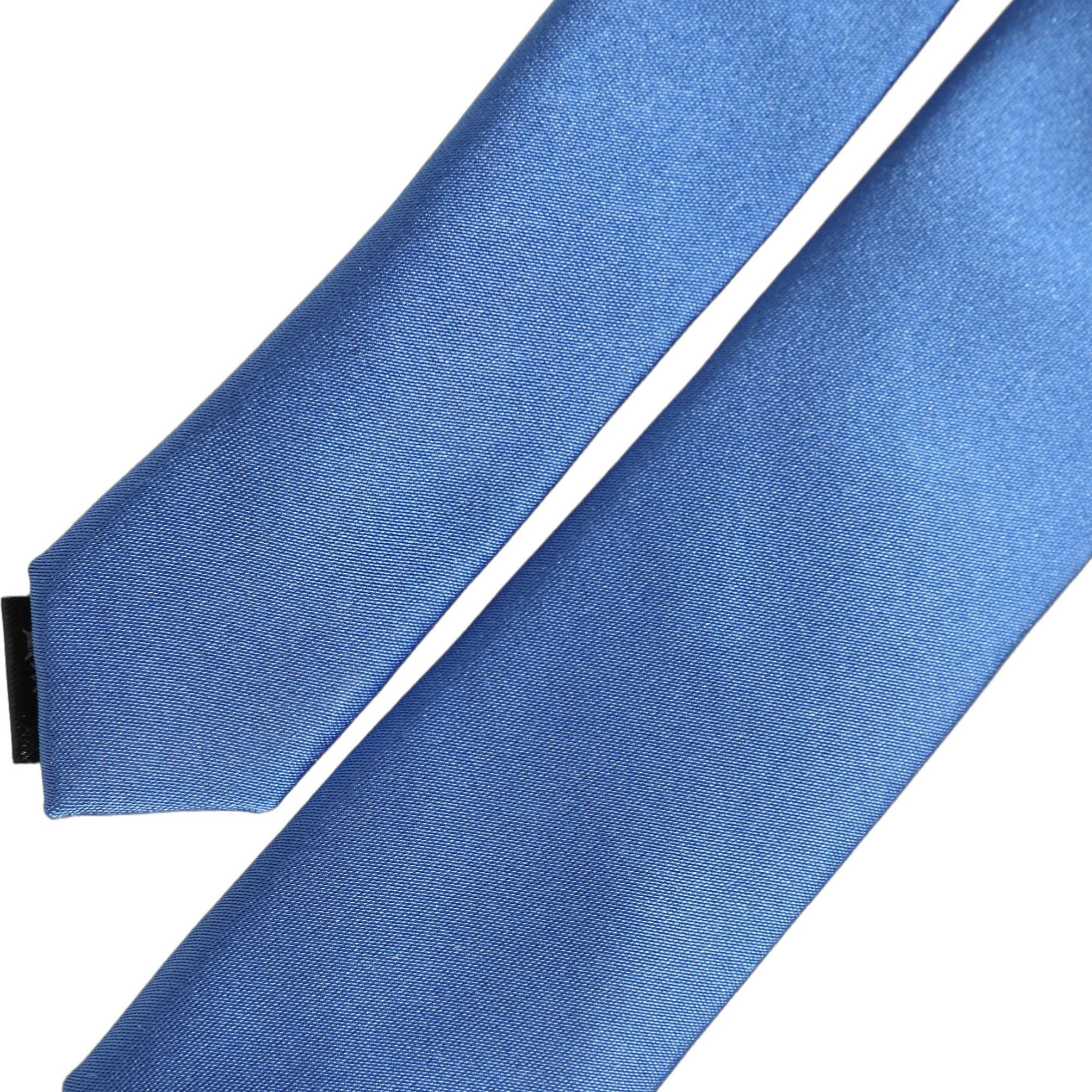 Dolce & Gabbana Men Blue 100% Silk Satin Adjustable Tied Necktie Tie