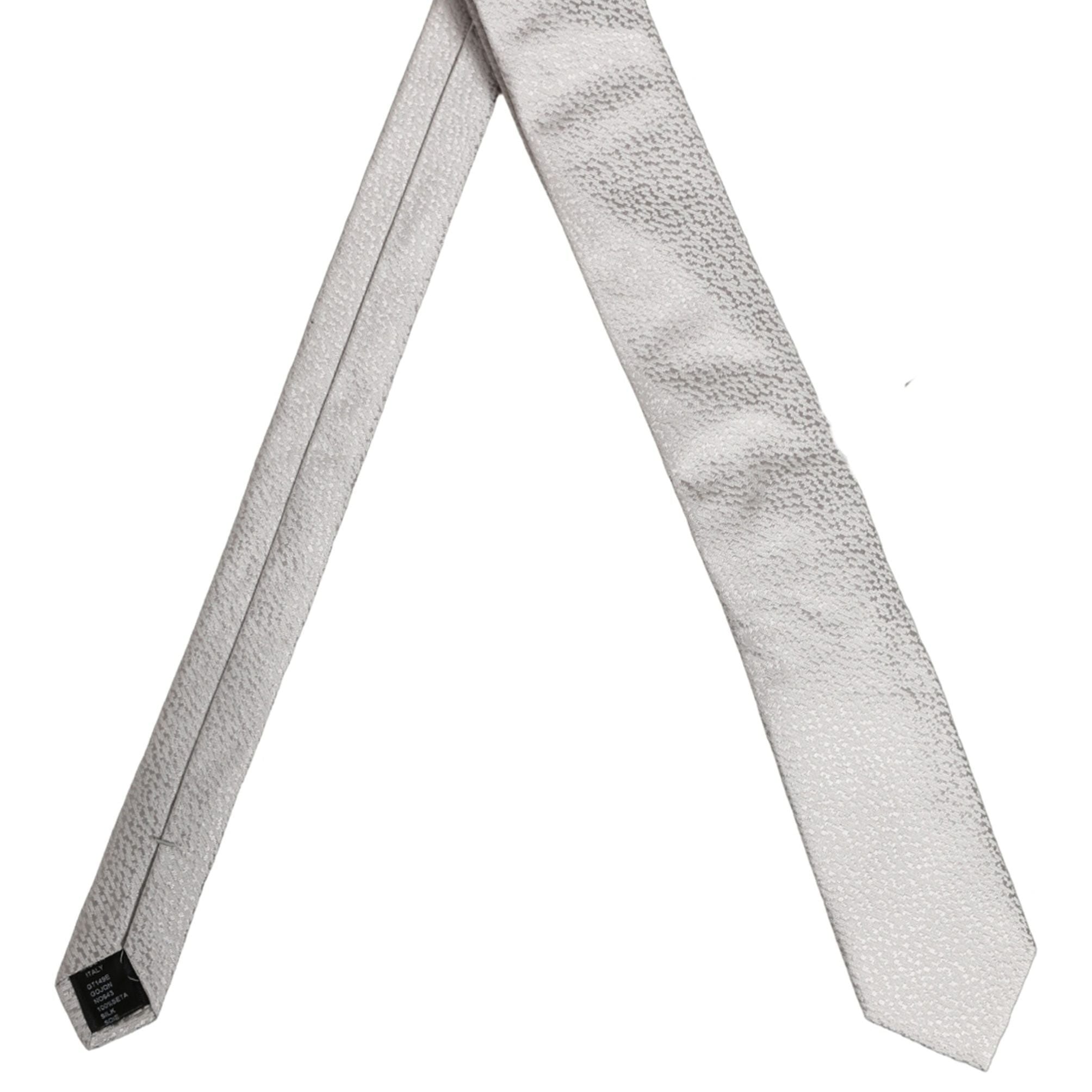 Dolce & Gabbana Men Gray 100% Silk Textured Adjustable Tied Necktie Tie
