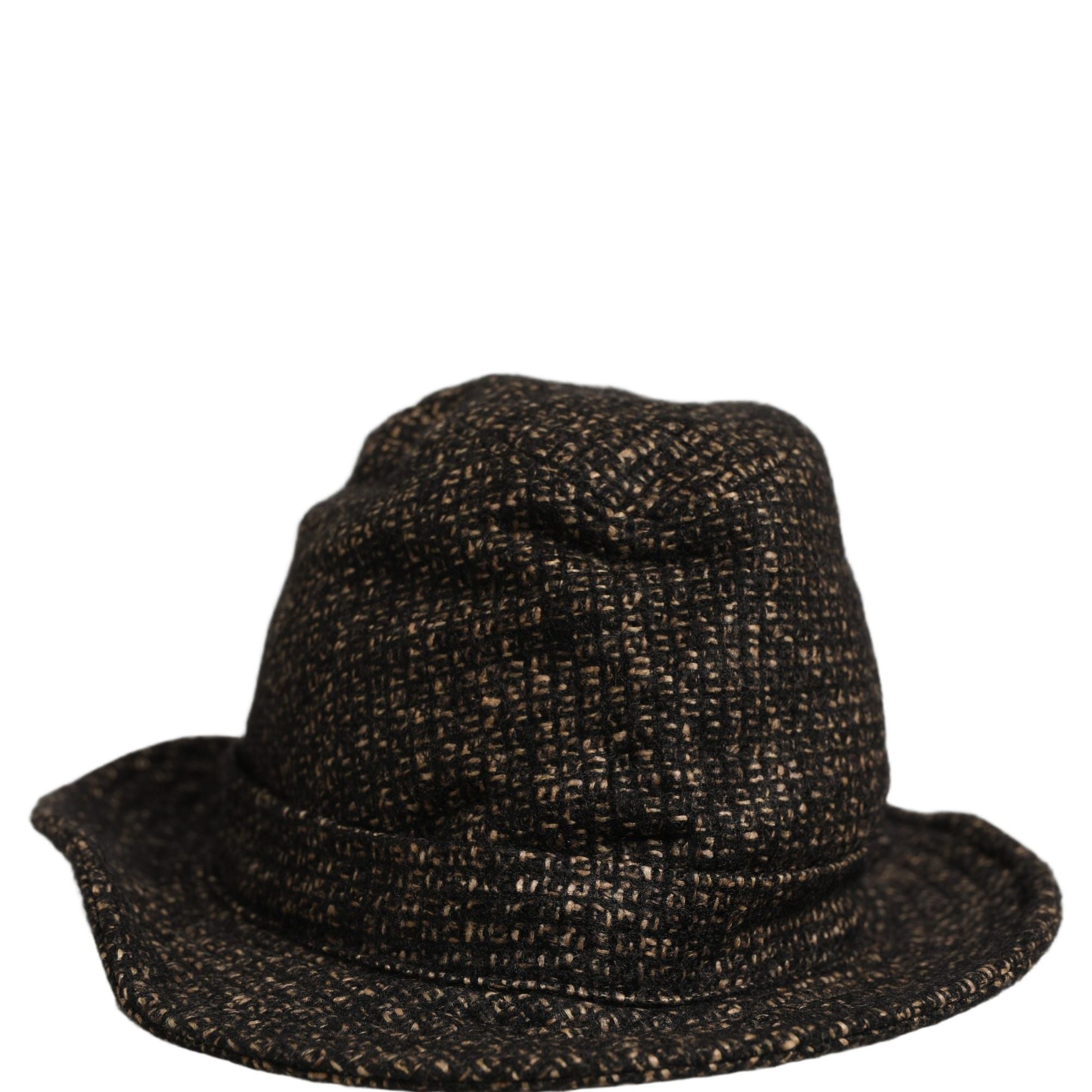 Dolce & Gabbana Gray Melange Blended Textured Tweed Capello Hat