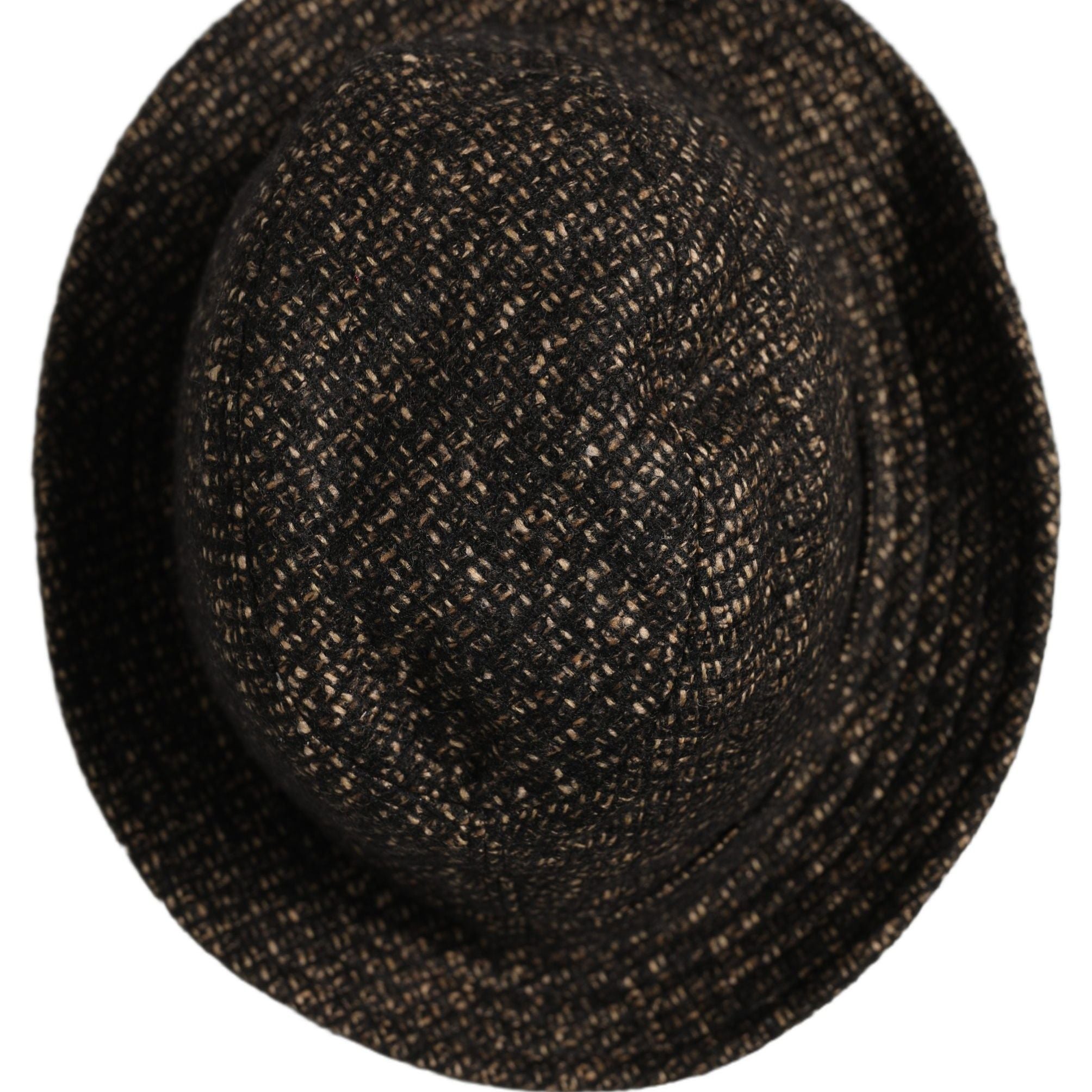 Dolce & Gabbana Gray Melange Blended Textured Tweed Capello Hat