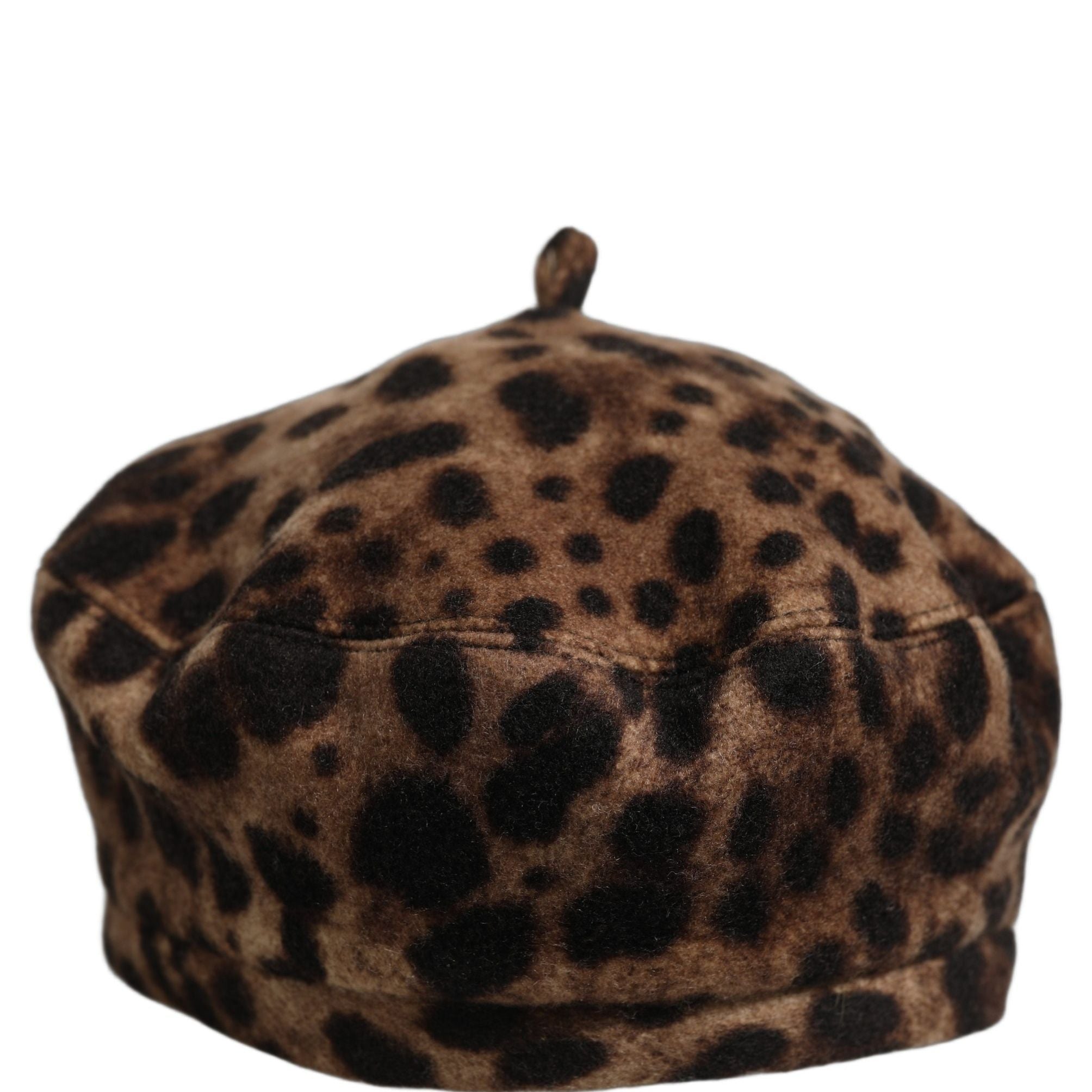 Dolce & Gabbana Brown Leopard French Style Beret Capello Hat
