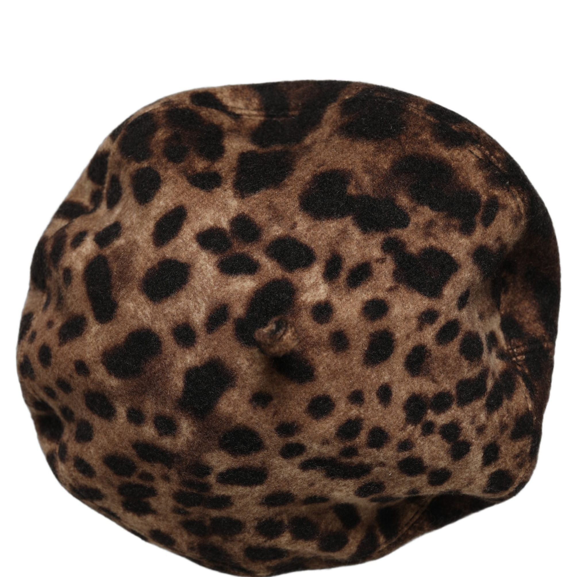 Dolce & Gabbana Brown Leopard French Style Beret Capello Hat