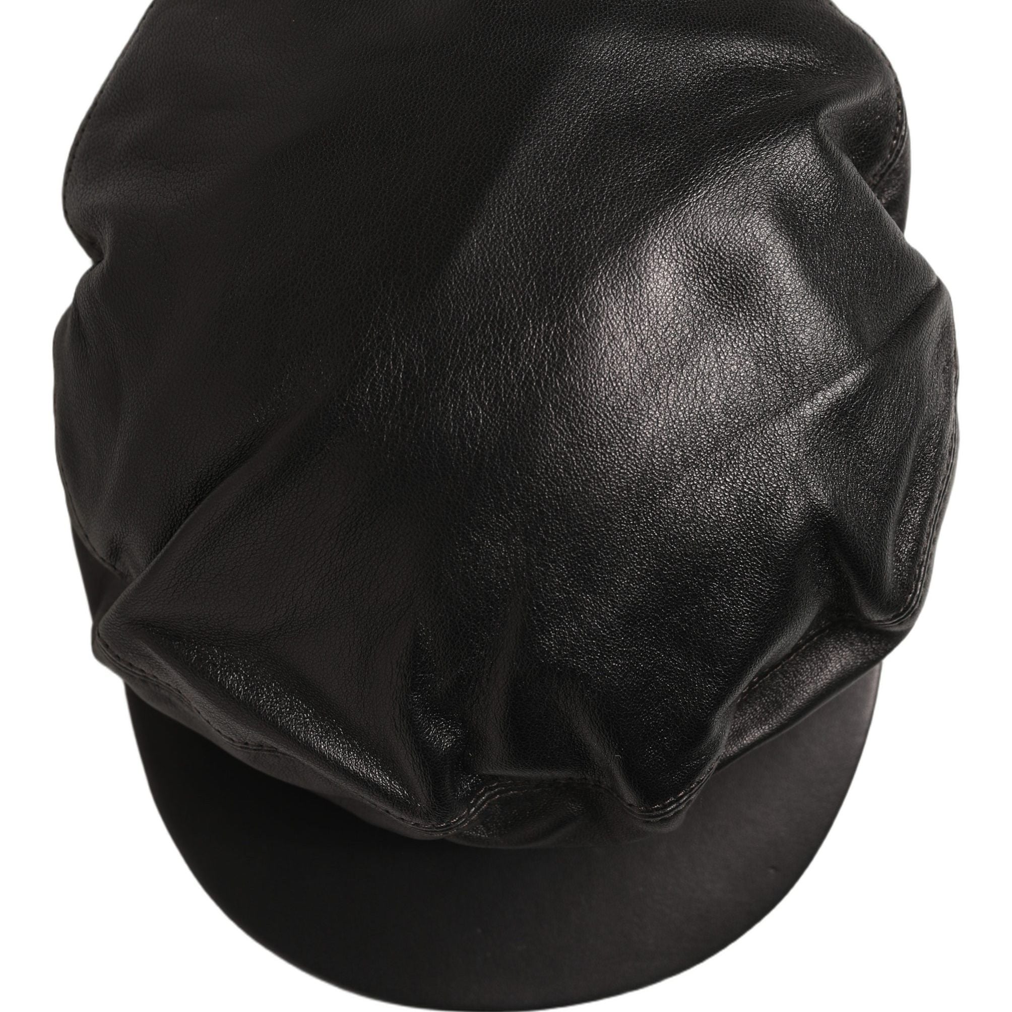 Dolce & Gabbana Black Lambskin Leather Newsboy Capello Hat