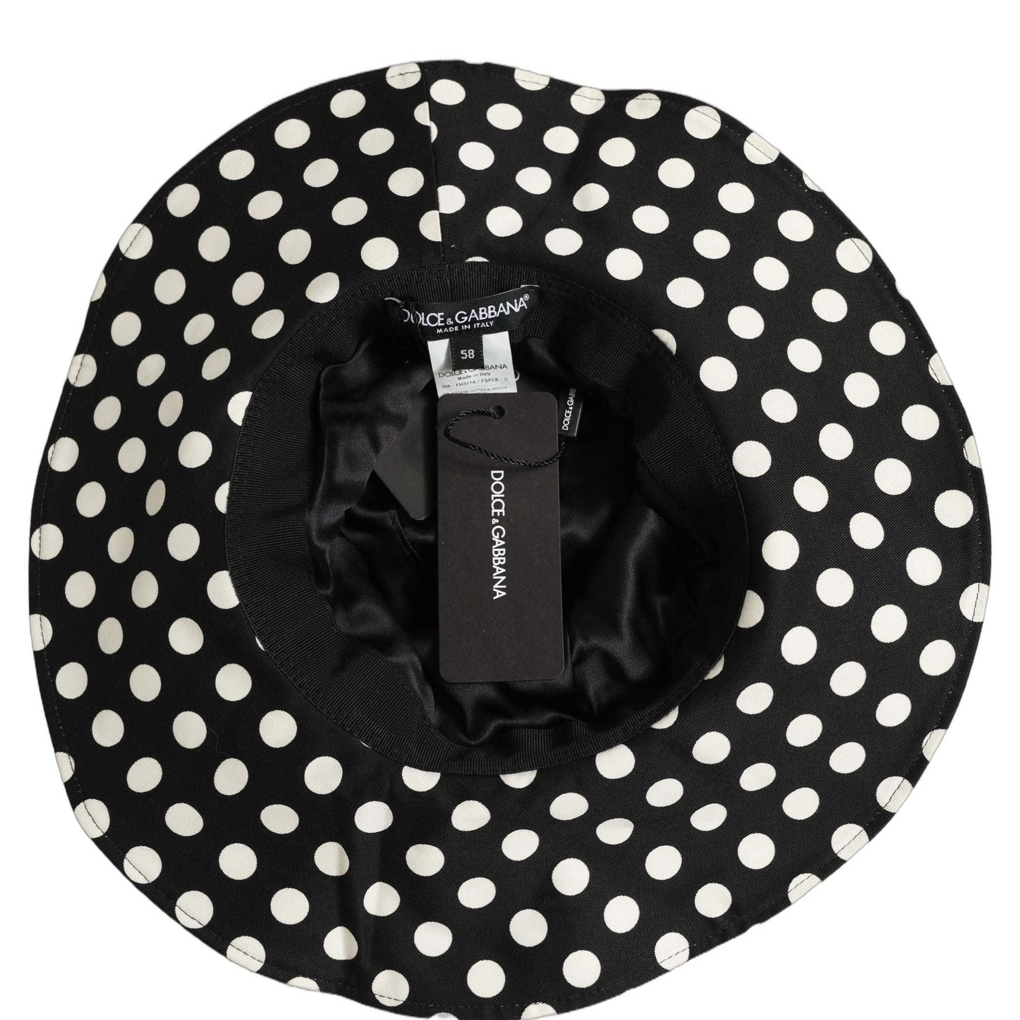 Dolce & Gabbana Black White Polka Dot Cotton Bucket Capello Hat