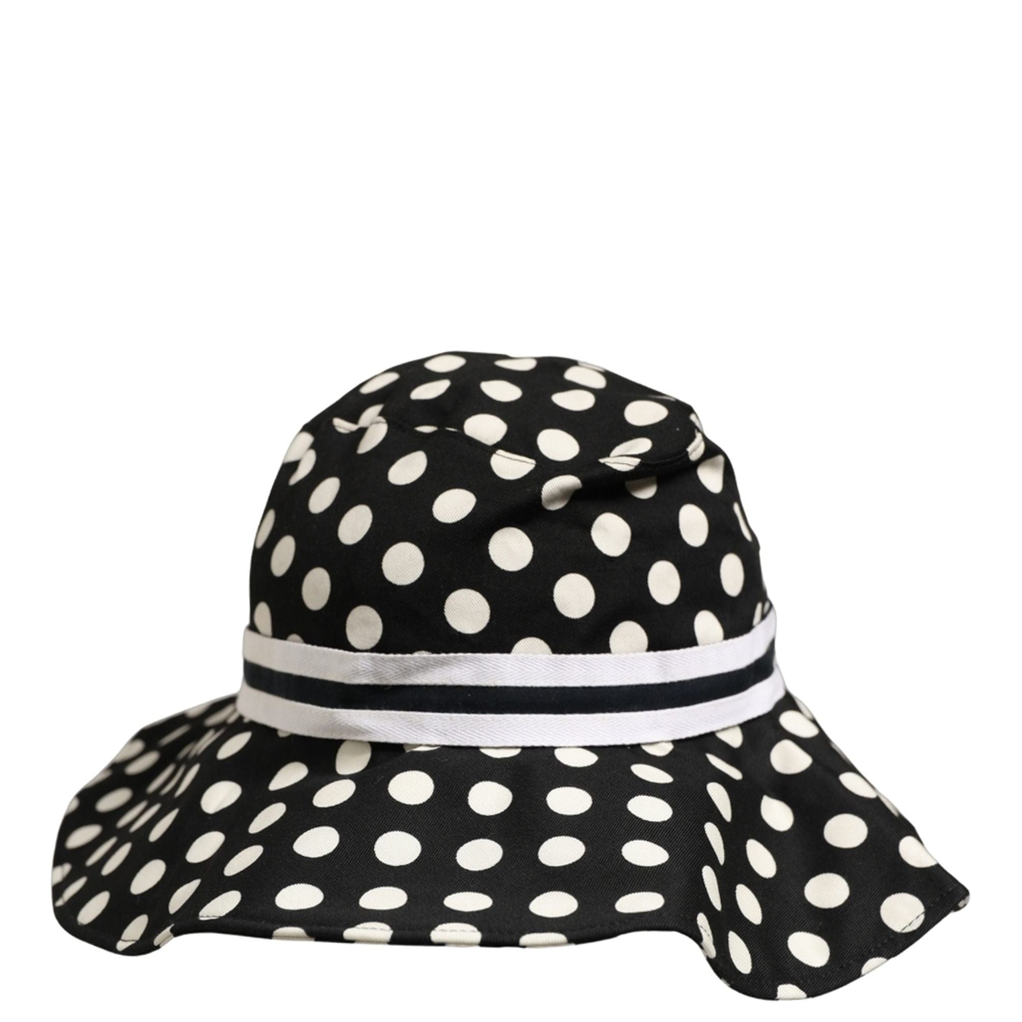Dolce & Gabbana Black White Polka Dot Cotton Bucket Capello Hat