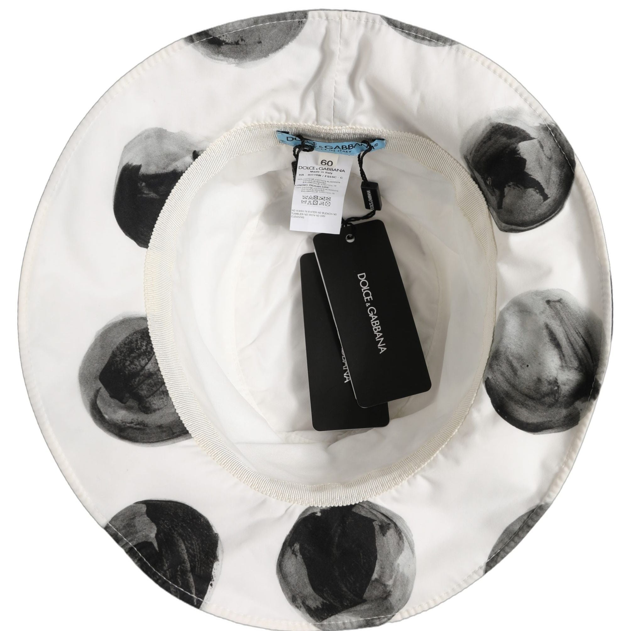 Dolce & Gabbana White Cotton Big Polka Dot Pattern Bucket Hat