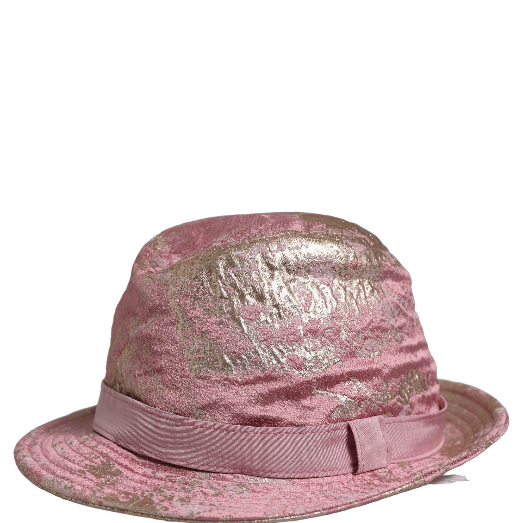 Dolce & Gabbana Pink Metallic Jacquard Pattern Bucket Capello Hat