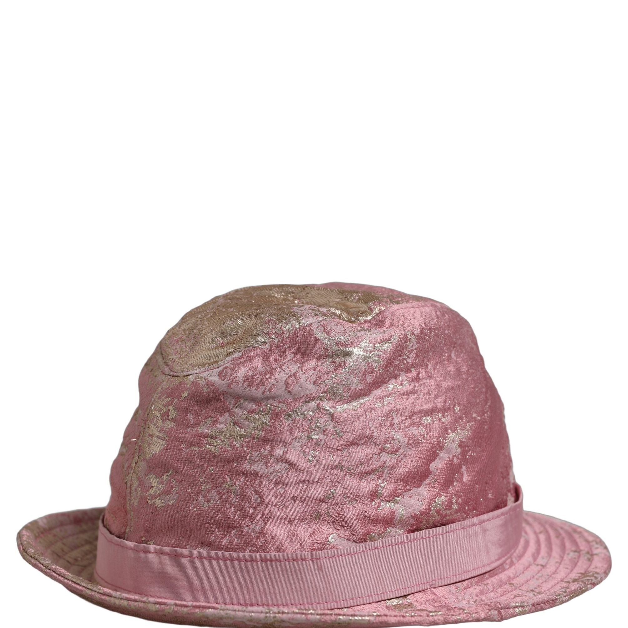 Dolce & Gabbana Pink Metallic Jacquard Pattern Bucket Capello Hat