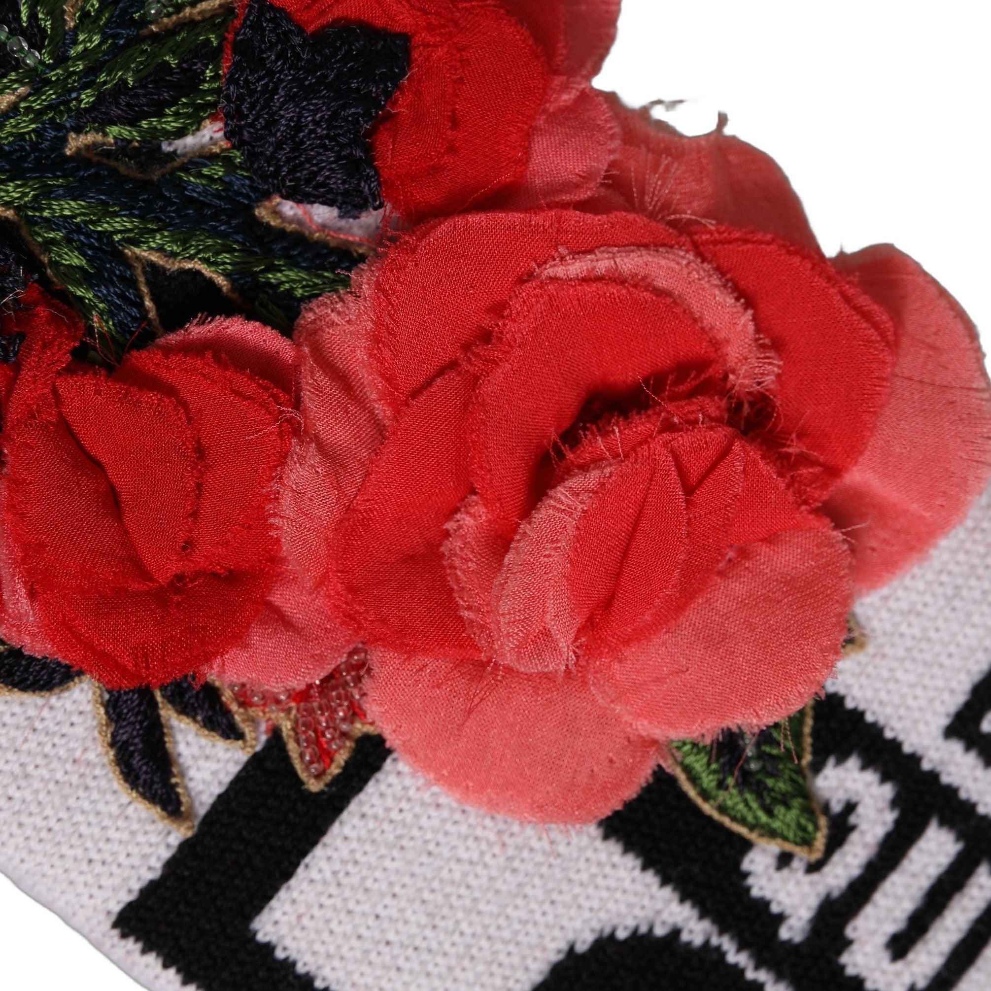 Dolce & Gabbana White D&G Queen Love Floral Applique Head Band One Size Hat