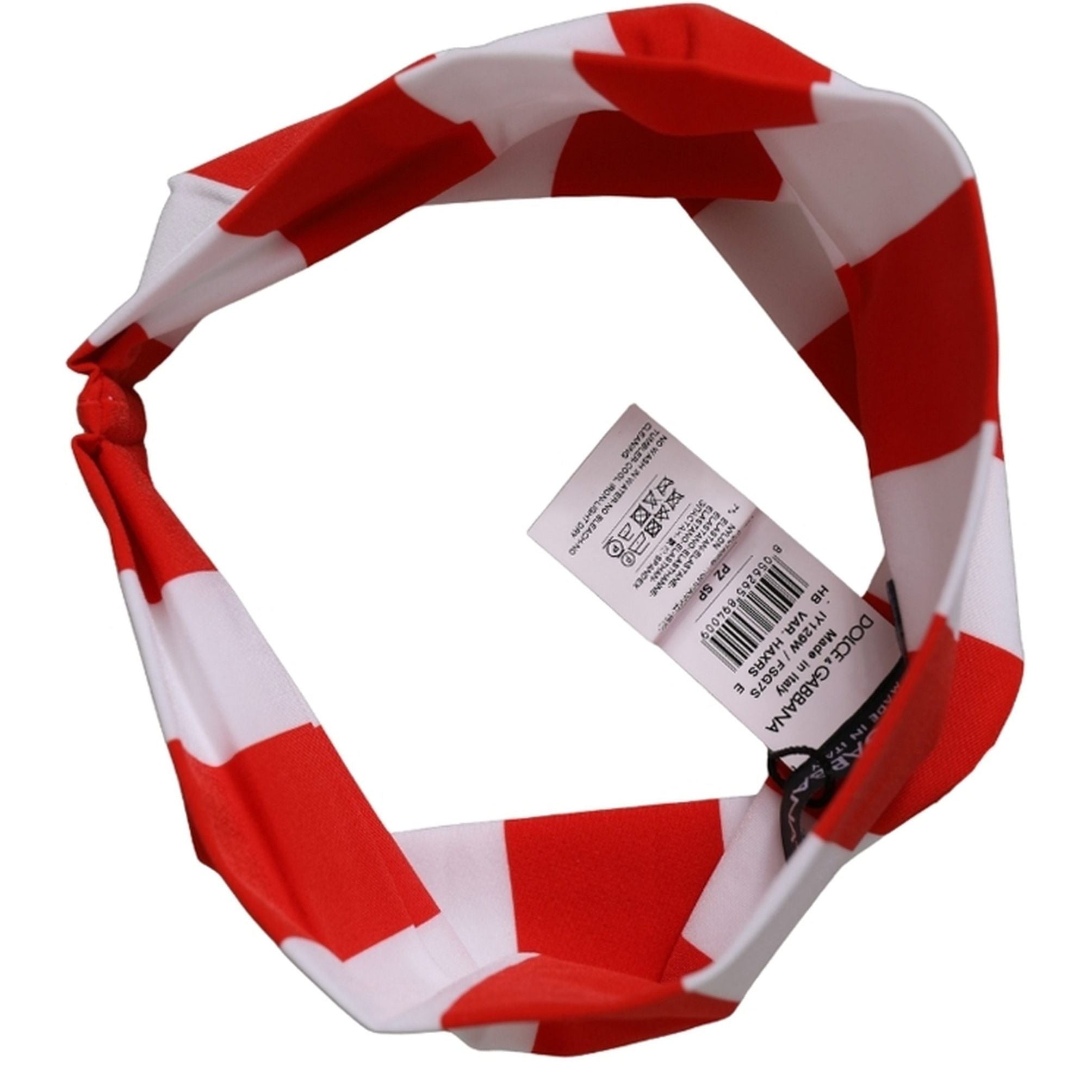 Dolce & Gabbana Red White Stripes Nylon Head Wrap One Size Headband