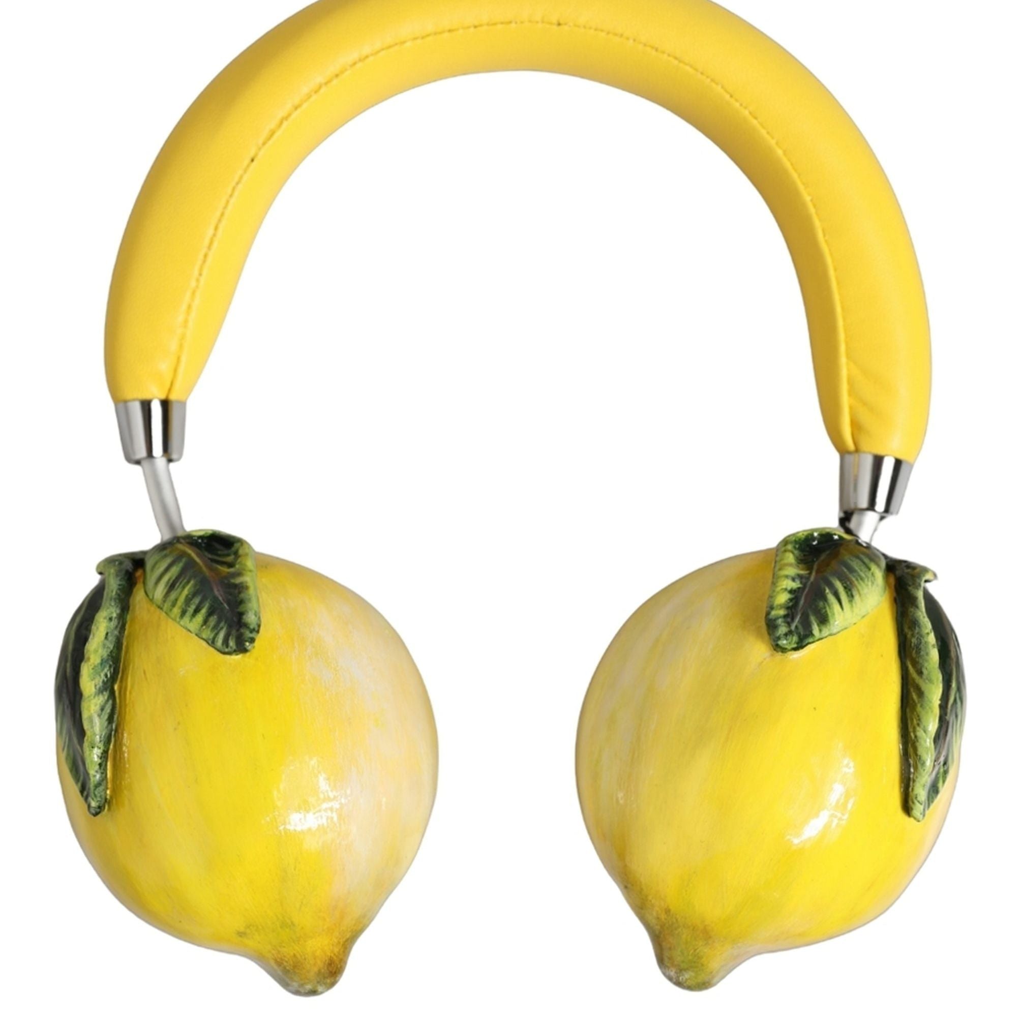 Dolce & Gabbana Yellow Vibrant Lemon Leather Headset Headphones