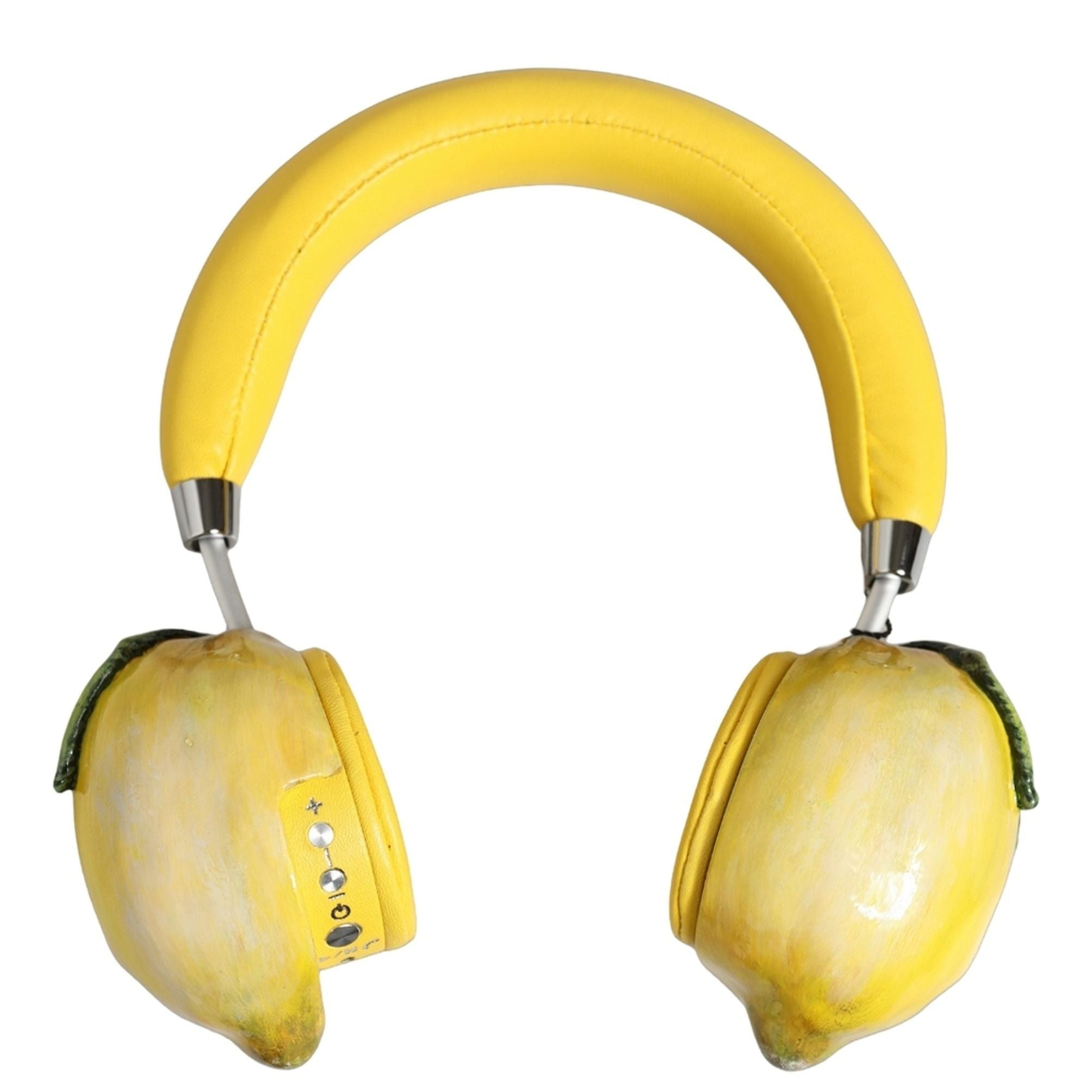 Dolce & Gabbana Yellow Vibrant Lemon Leather Headset Headphones