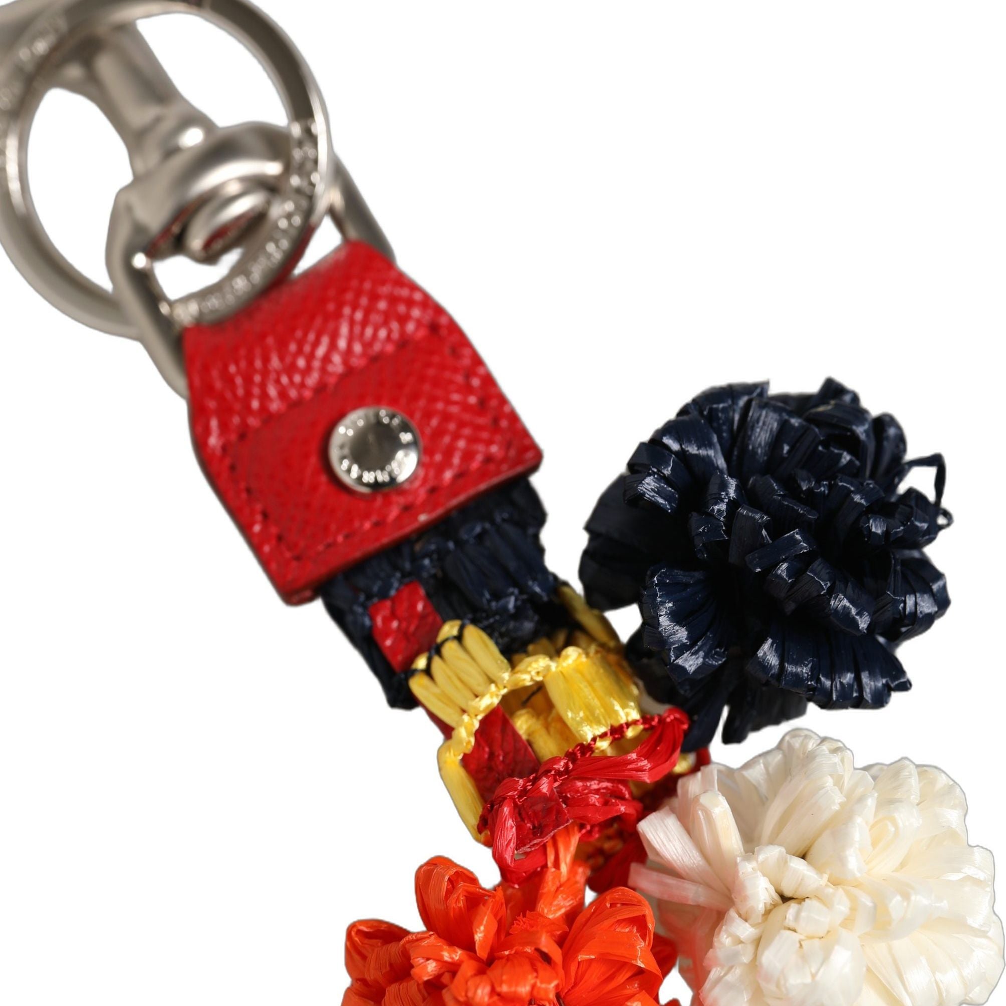 Dolce & Gabbana Raffia Leather Clasp Finder Chain Keyring Multicolor