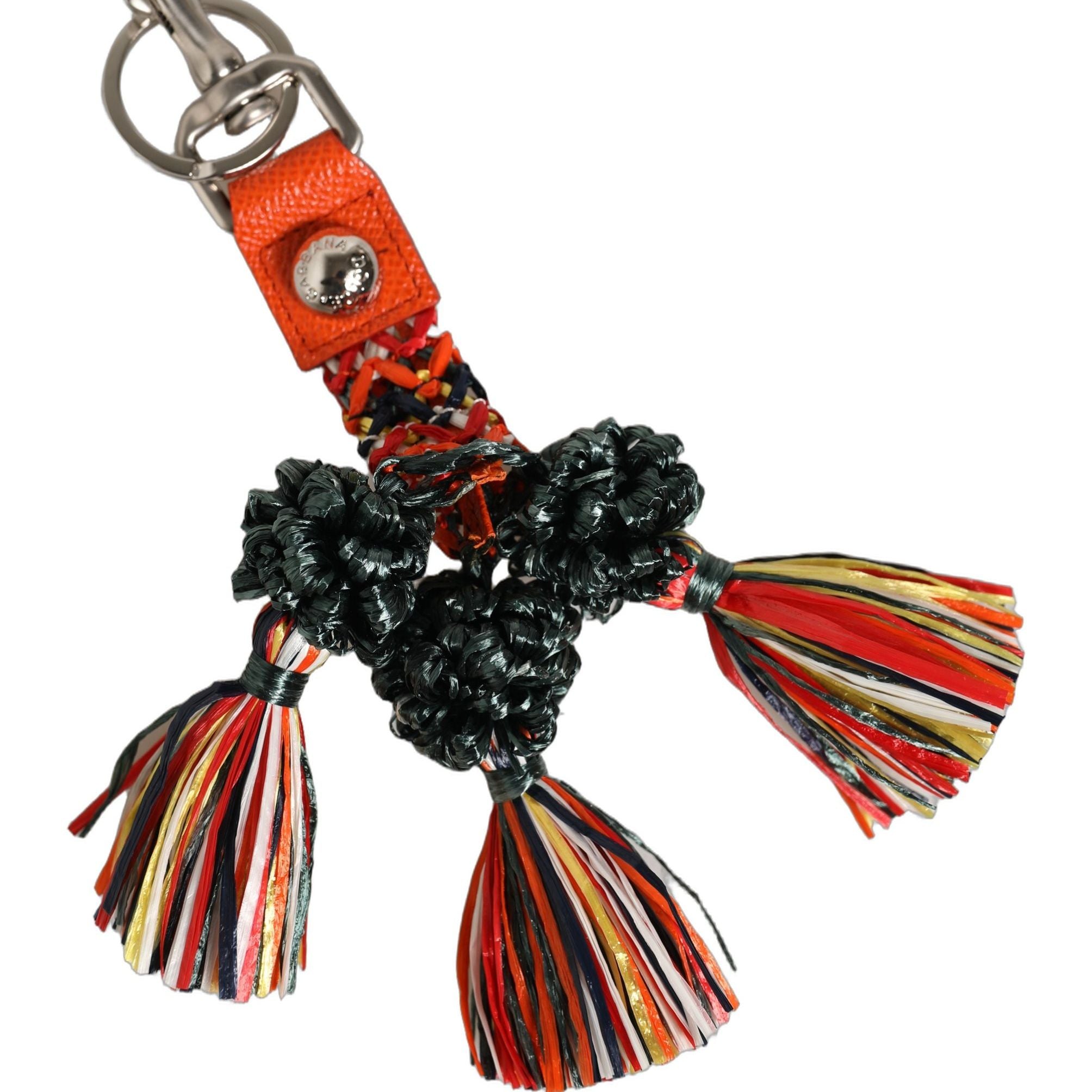 Dolce & Gabbana Raffia Leather Clasp Finder Chain Keyring Multicolor