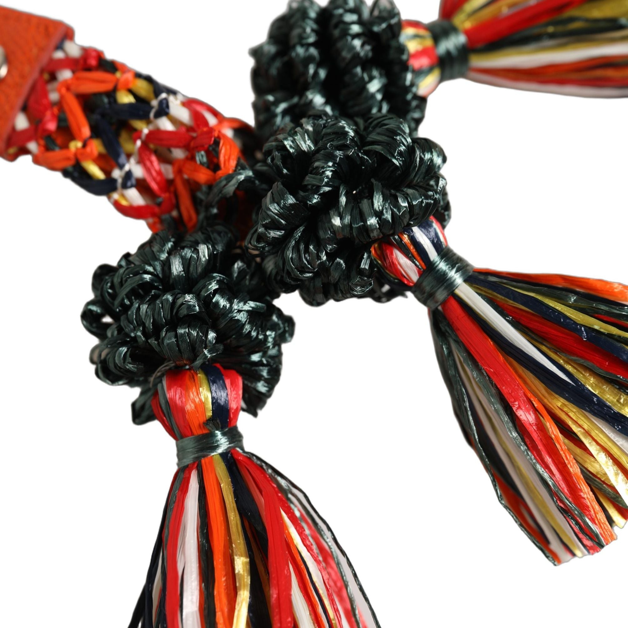 Dolce & Gabbana Raffia Leather Clasp Finder Chain Keyring Multicolor