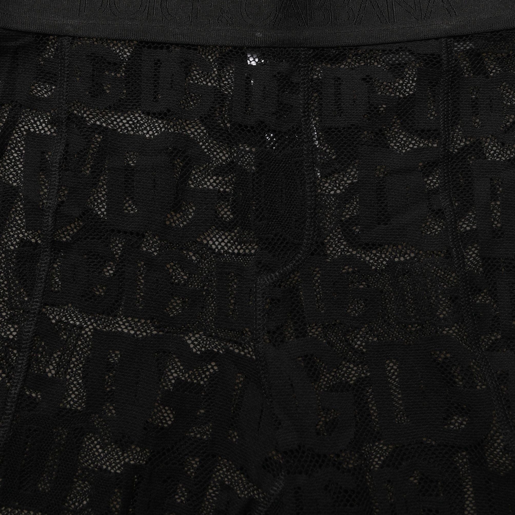 Dolce & Gabbana Black All Over Logo Print Sheer Pantyhose Underwear