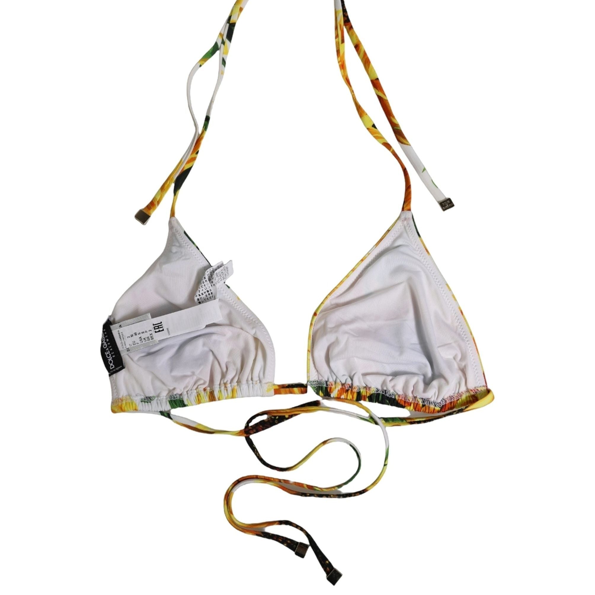 Dolce & Gabbana Multicolor Floral Halter Beachwear Bikini Top