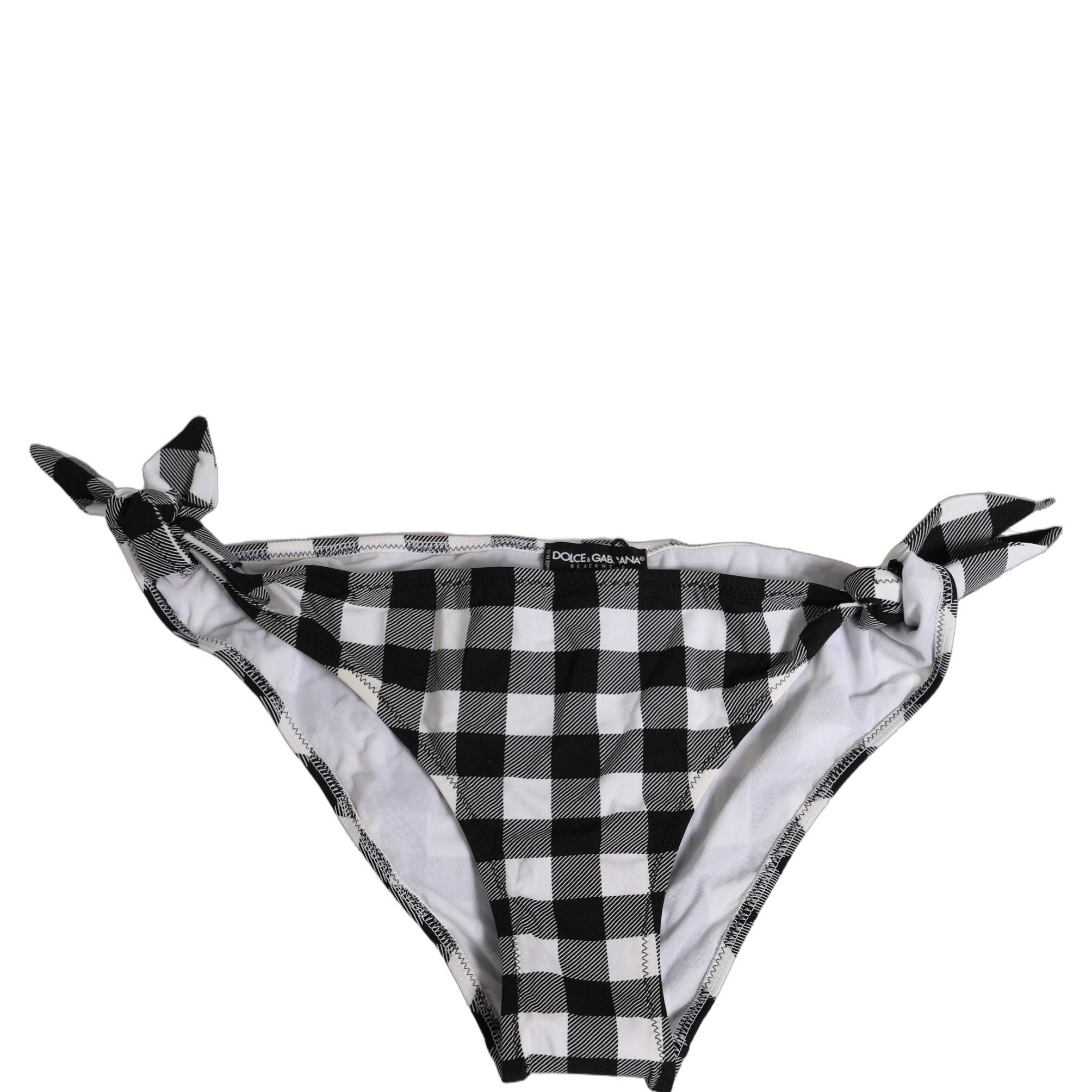Dolce & Gabbana Black White Checkered Beachwear Bikini Bottom
