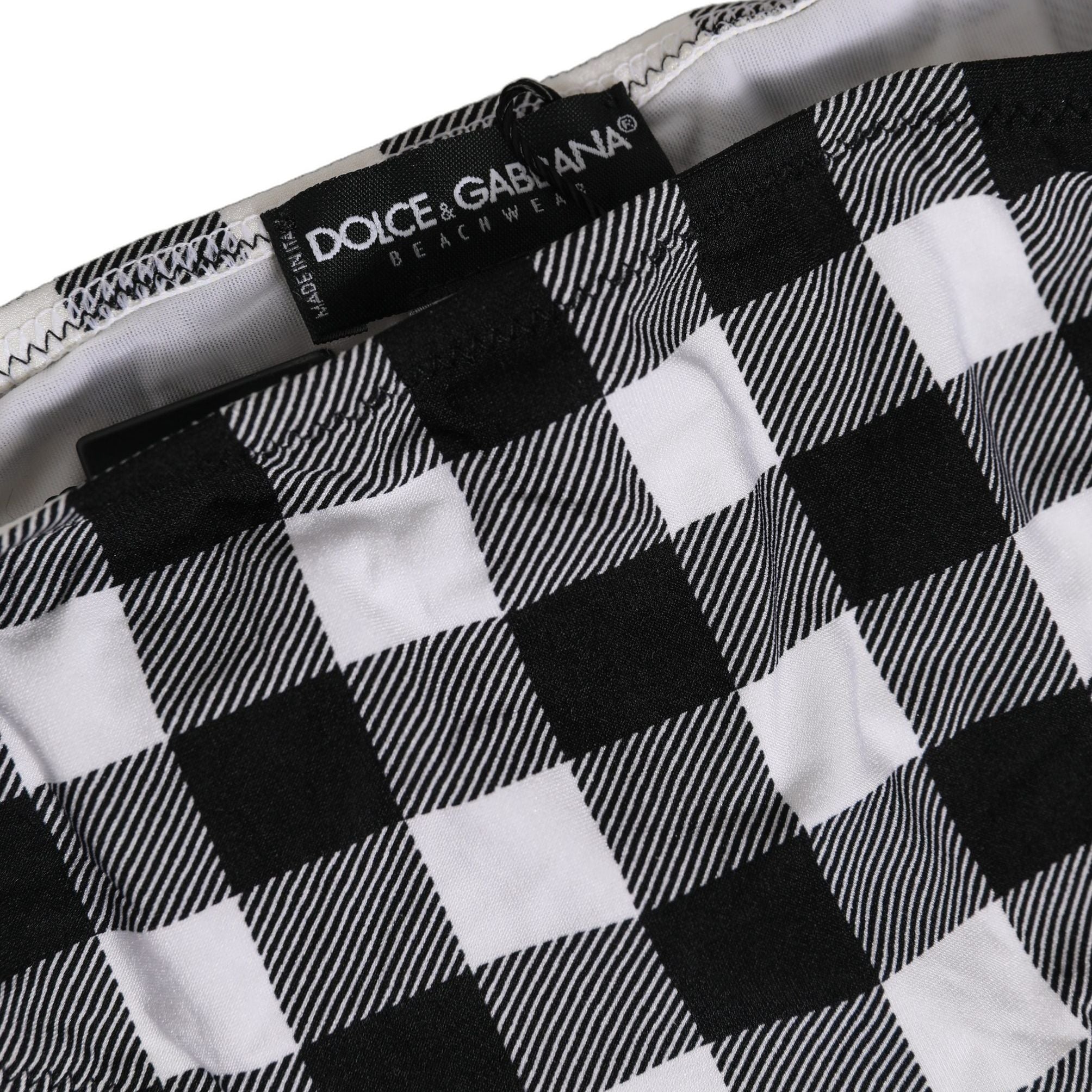 Dolce & Gabbana Black White Checkered Beachwear Bikini Bottom